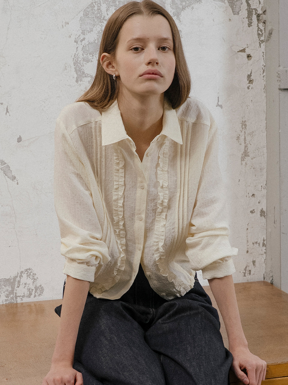 Bloom lace crop blouse [TISP06BL04]_Butter