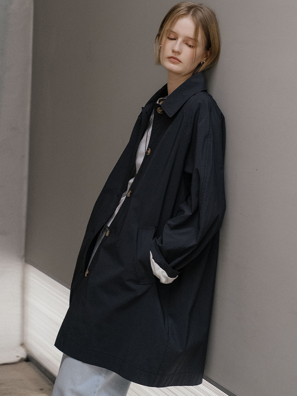 Basic half trench coat [TISP06CT02]_Navy