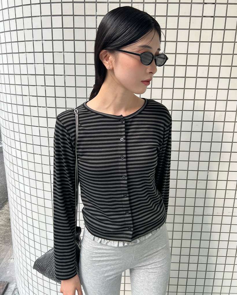 ボーダーラウンドカーディガン