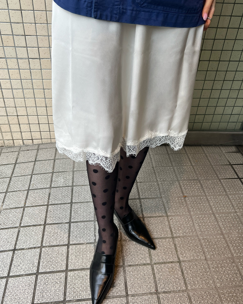 レースシルクミドル丈スカート