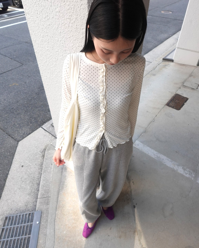 ドットフリルカーディガン