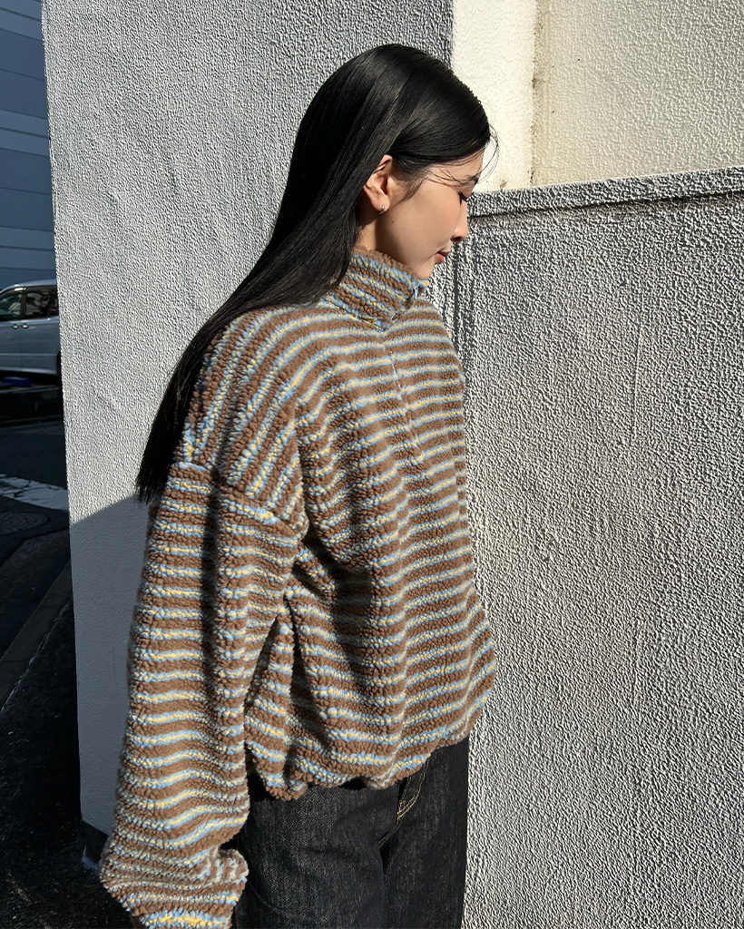 ボーダーハーフジップウェットシャツ