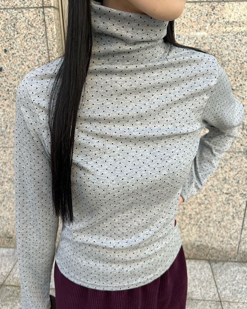 ドットネックハイネックポーラ長袖Tシャツ
