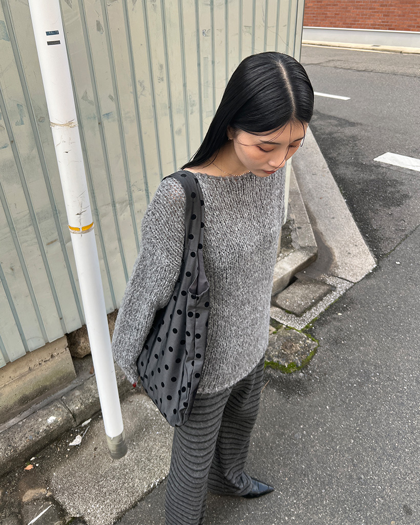 ボートネックメランジ長袖ニット