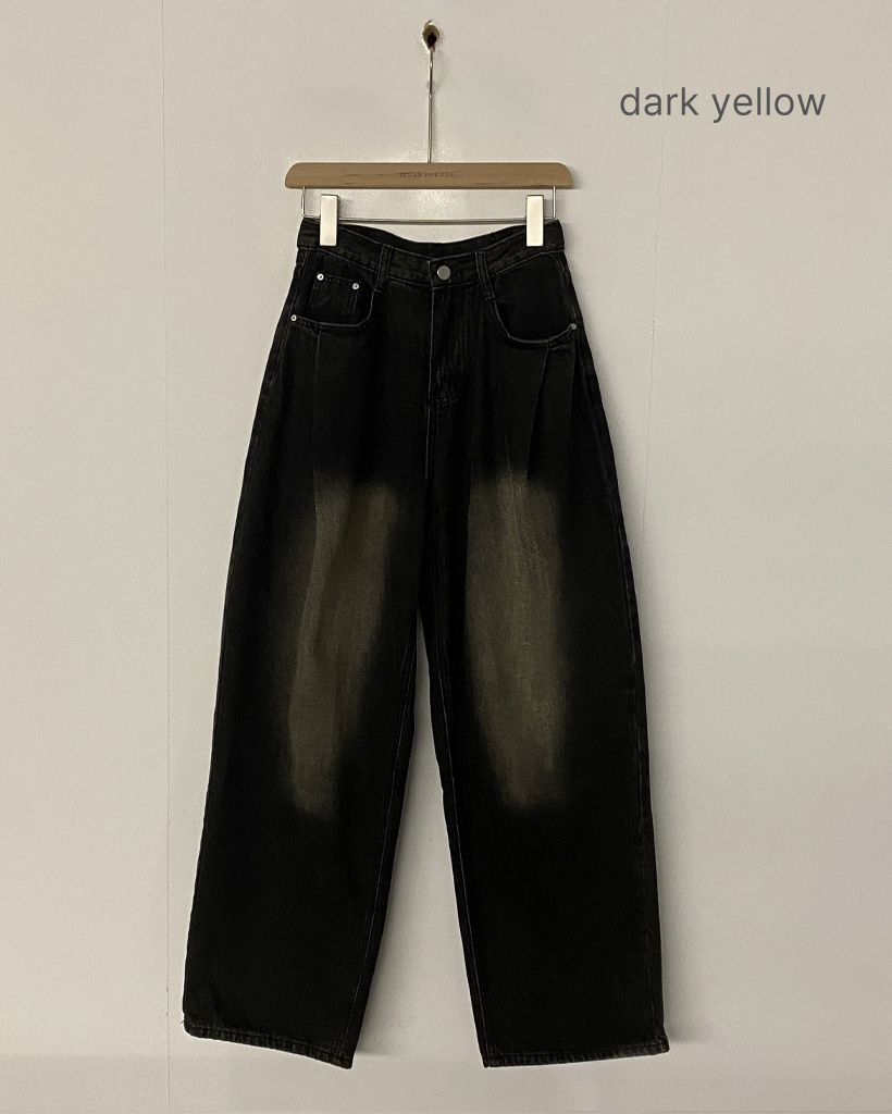 丈選べる] ヴィンテージ ウォッシュ タック ワイド デニム (4color
