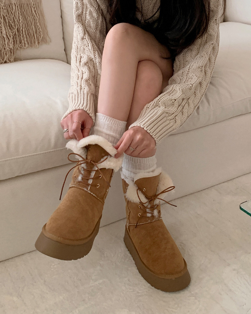 UGG ムートンブーツ パンプド レースアップ レディース 23cm 厚底 新品 UGG（アグ） ブーツ ムートンブーツ ルームシューズ パンプド レース