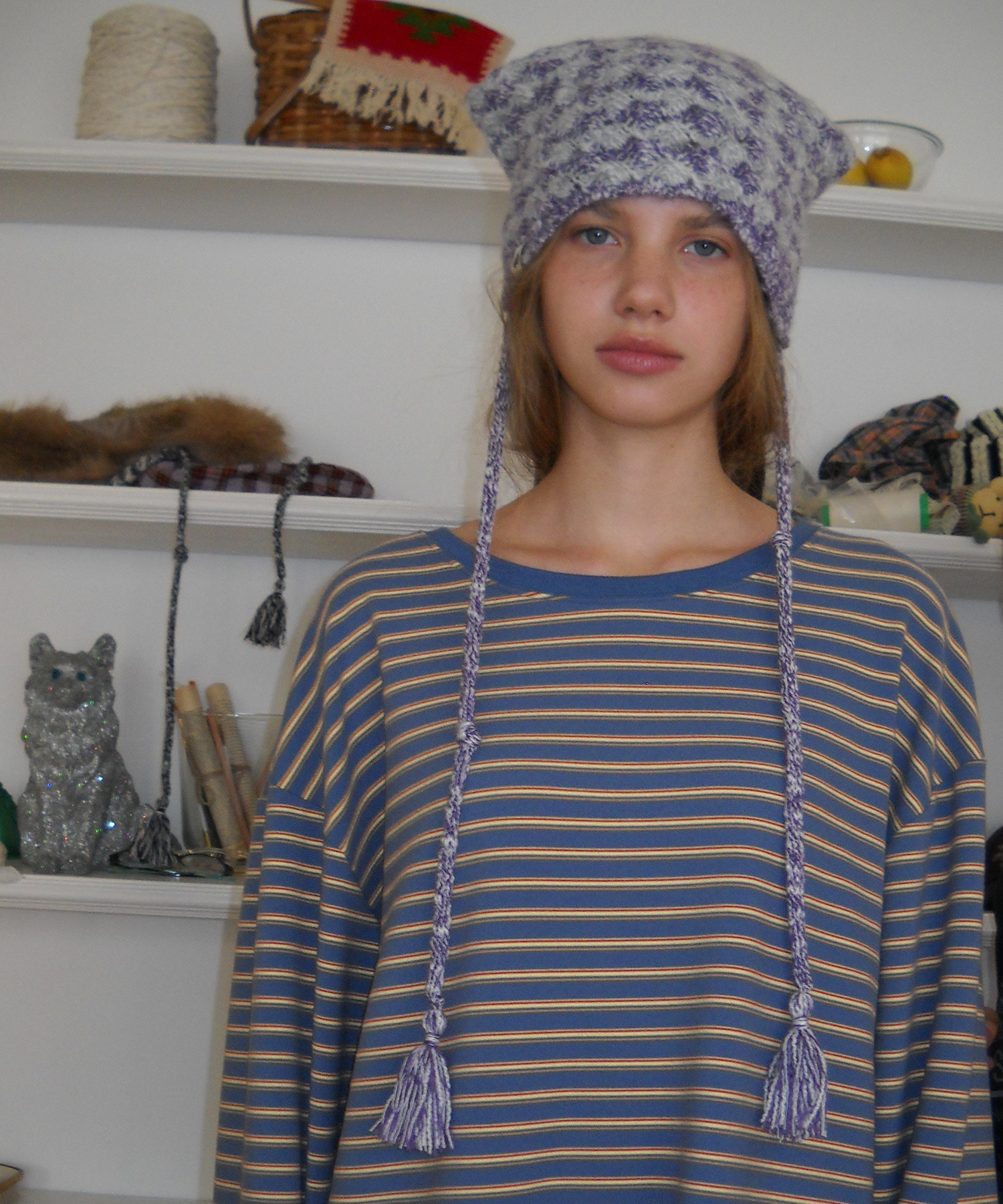 Kitten Earmuff, Violet+Grey