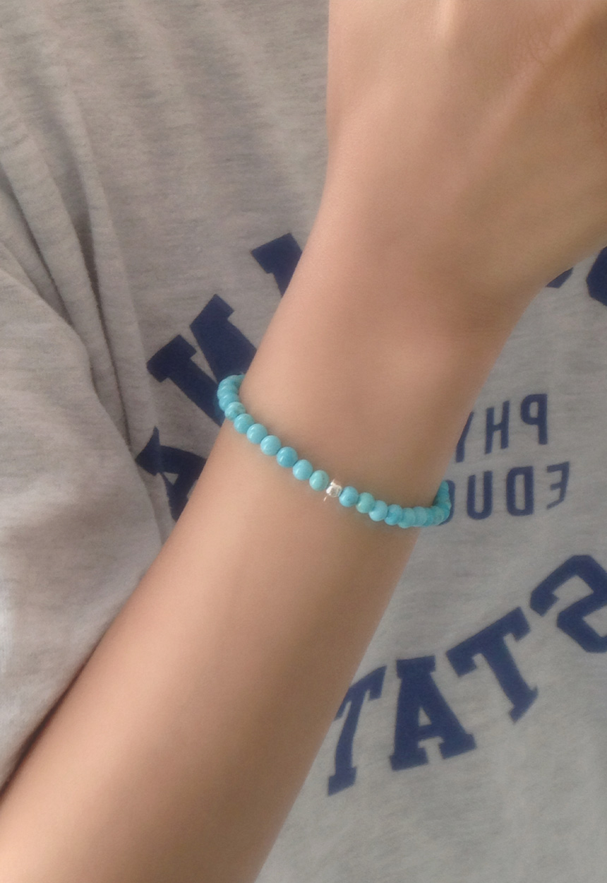 シルバー925]ターコイズゴムブレスレット | ファッション通販サイト NUGU