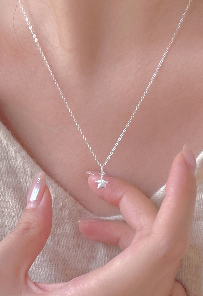 VARTIXシルバー製バータイプネックレス シルバー925]マットスターキュービックネックレス(2color