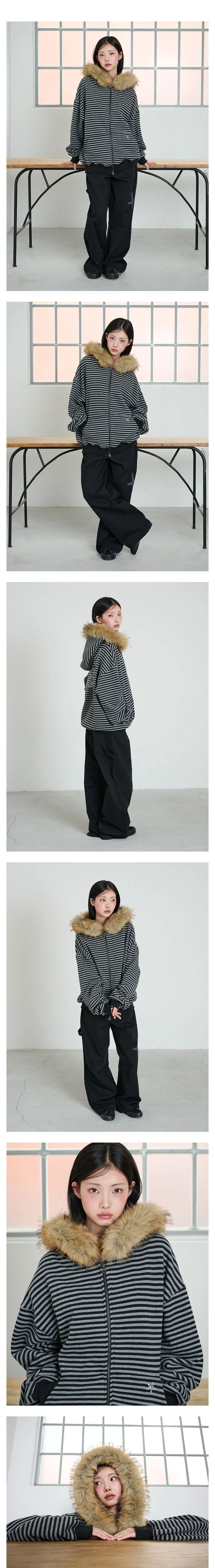 2. 모델자유컷1. STRIPE WINGS FUR HOODIE ZIP-UP.jpg