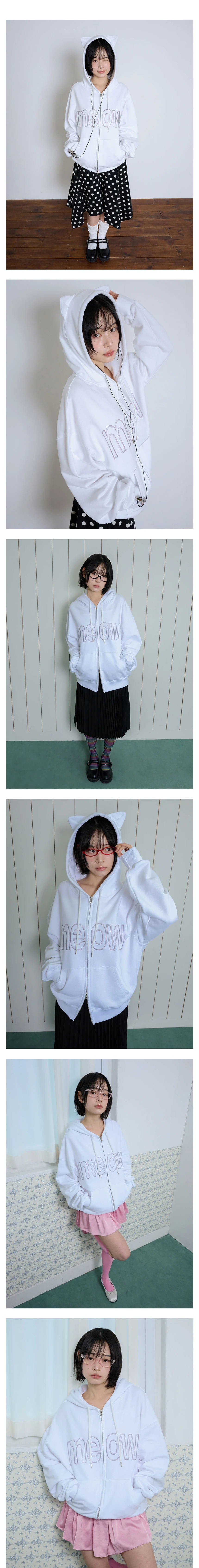 2. 모델자유컷_1. MEOW CAT EAR HOODIE ZIP UP - WHITE.jpg
