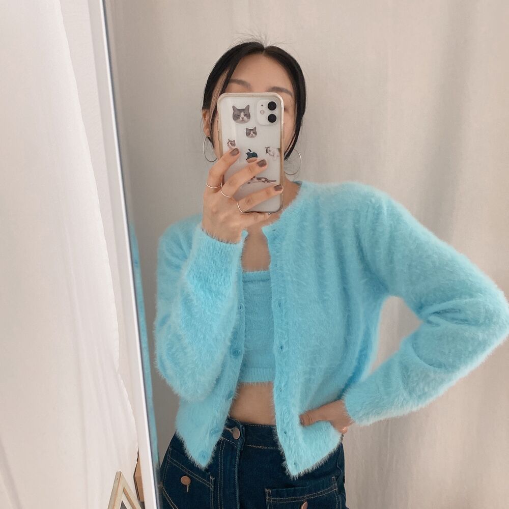 アンゴラファーカーディガン&キャミソールセット | ファッション通販