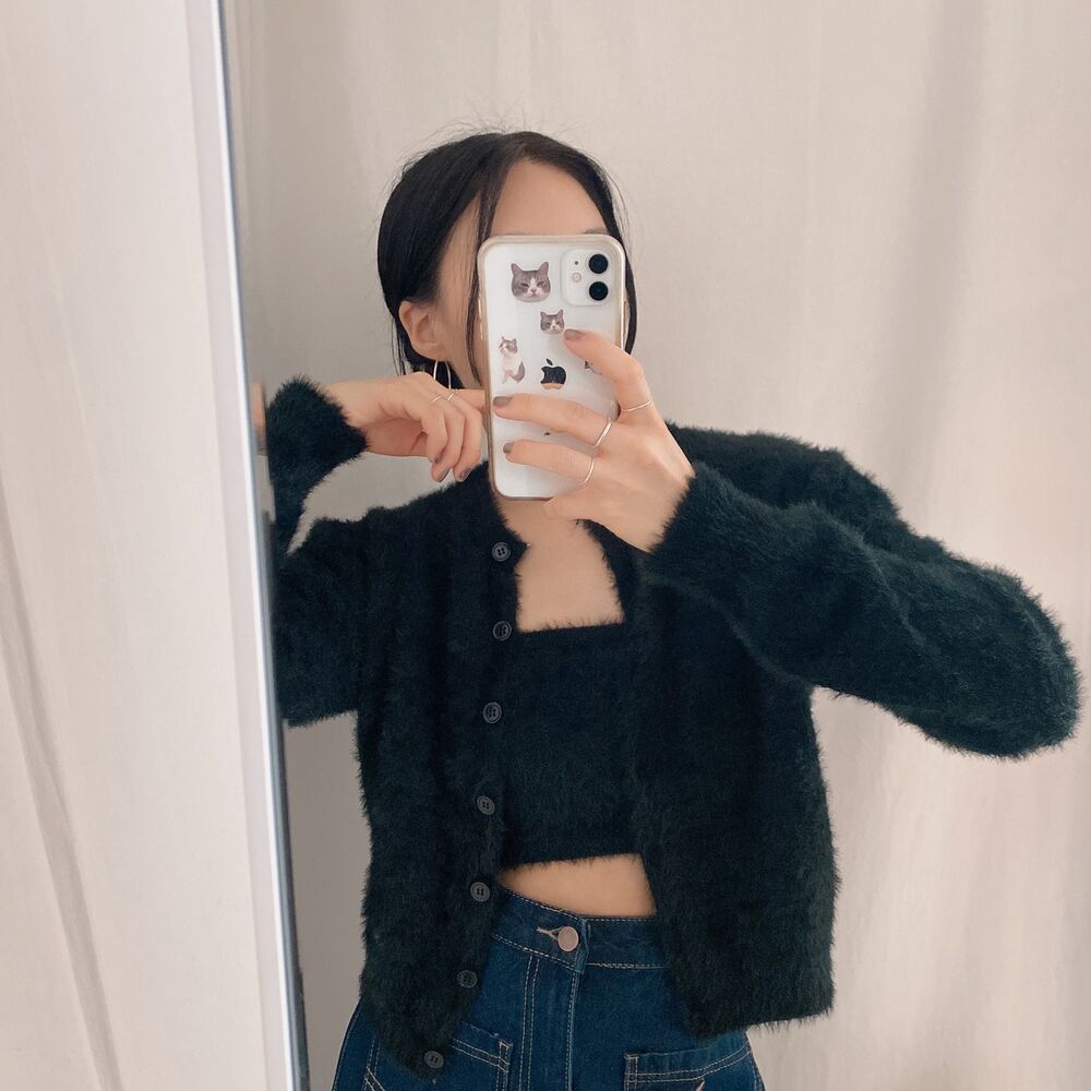 アンゴラファーカーディガン&キャミソールセット | ファッション通販