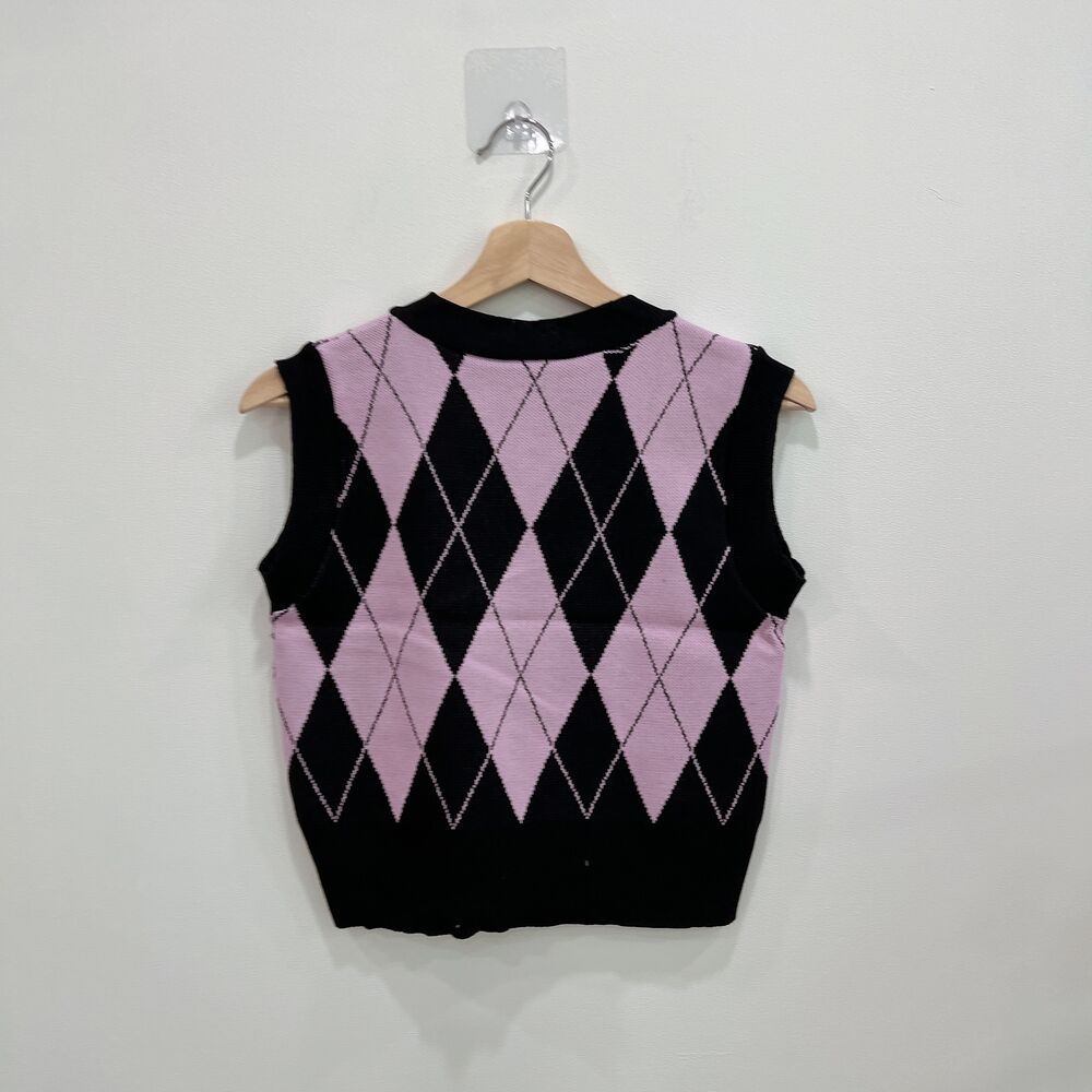 クロップVネックアーガイルニットベスト | ファッション通販