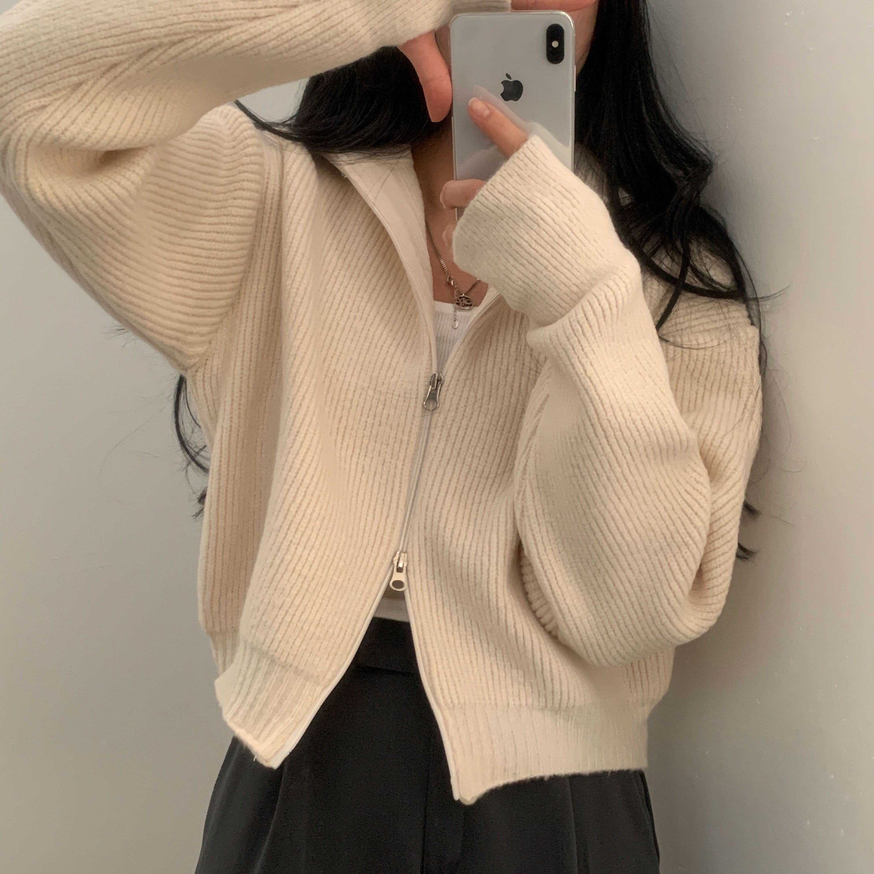 2WAYウォーマークロップドニットカーディガン-4color