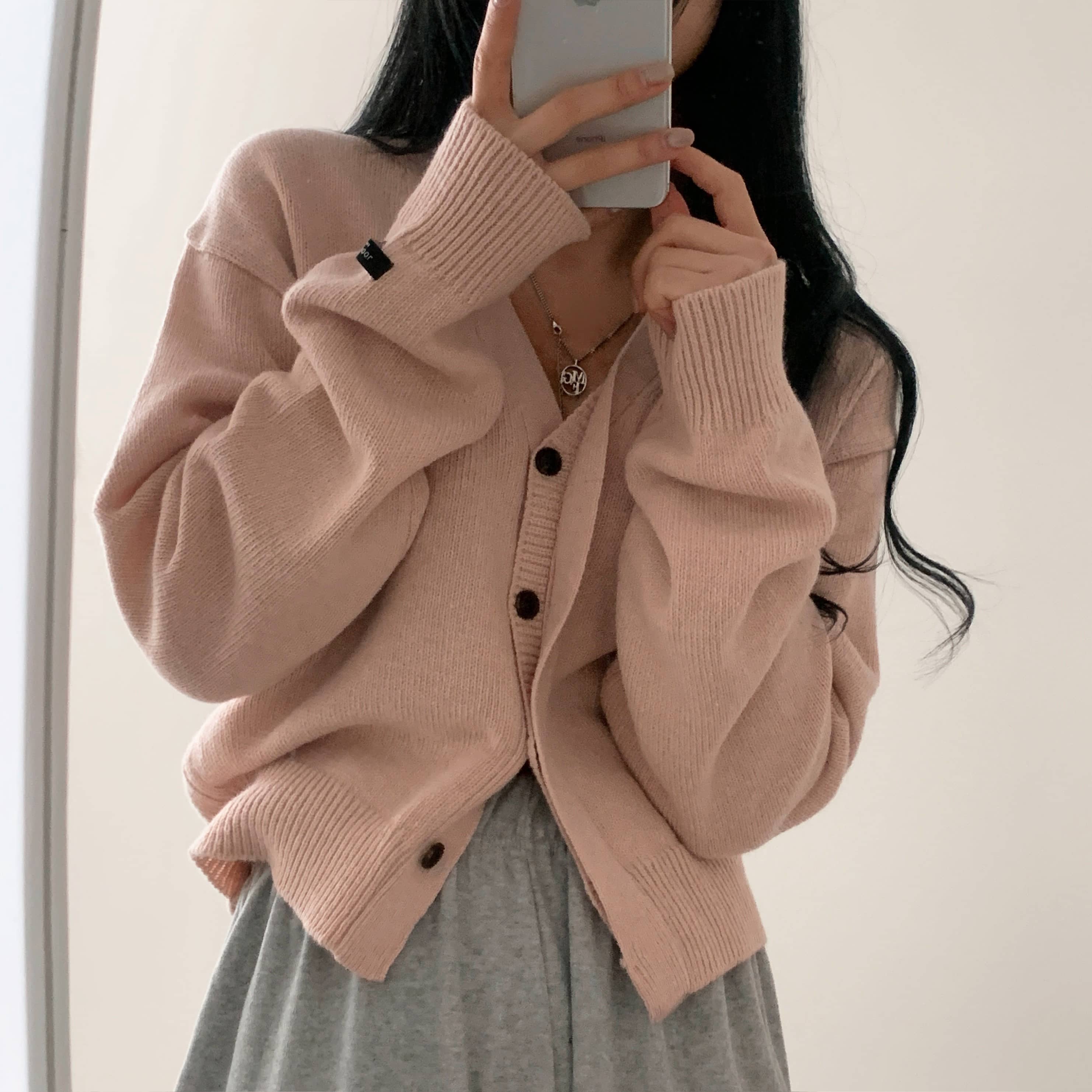 ラムウールニットカーディガン-8color