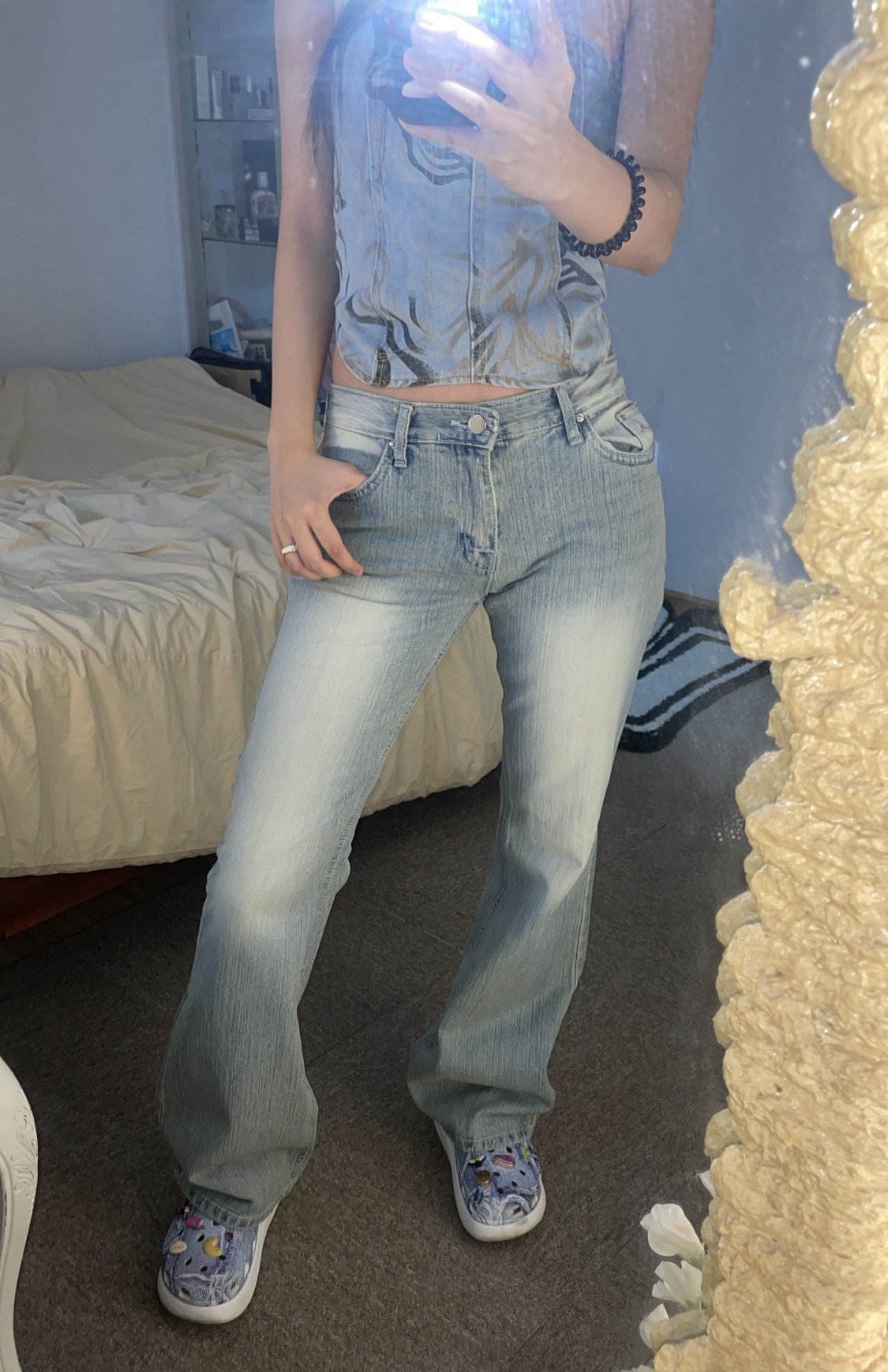 2 color) ローライズ デニム パンツ | ファッション通販サイト NUGU