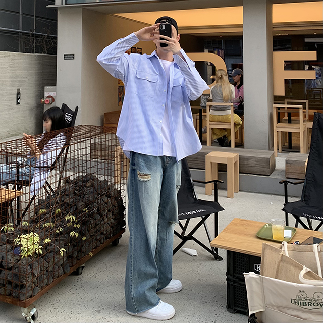 クラシックダメージワイドデニムパンツ | ファッション通販