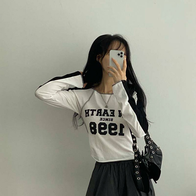 4color] y2k配色クロップド長袖Tシャツ | ファッション通販サイト NUGU