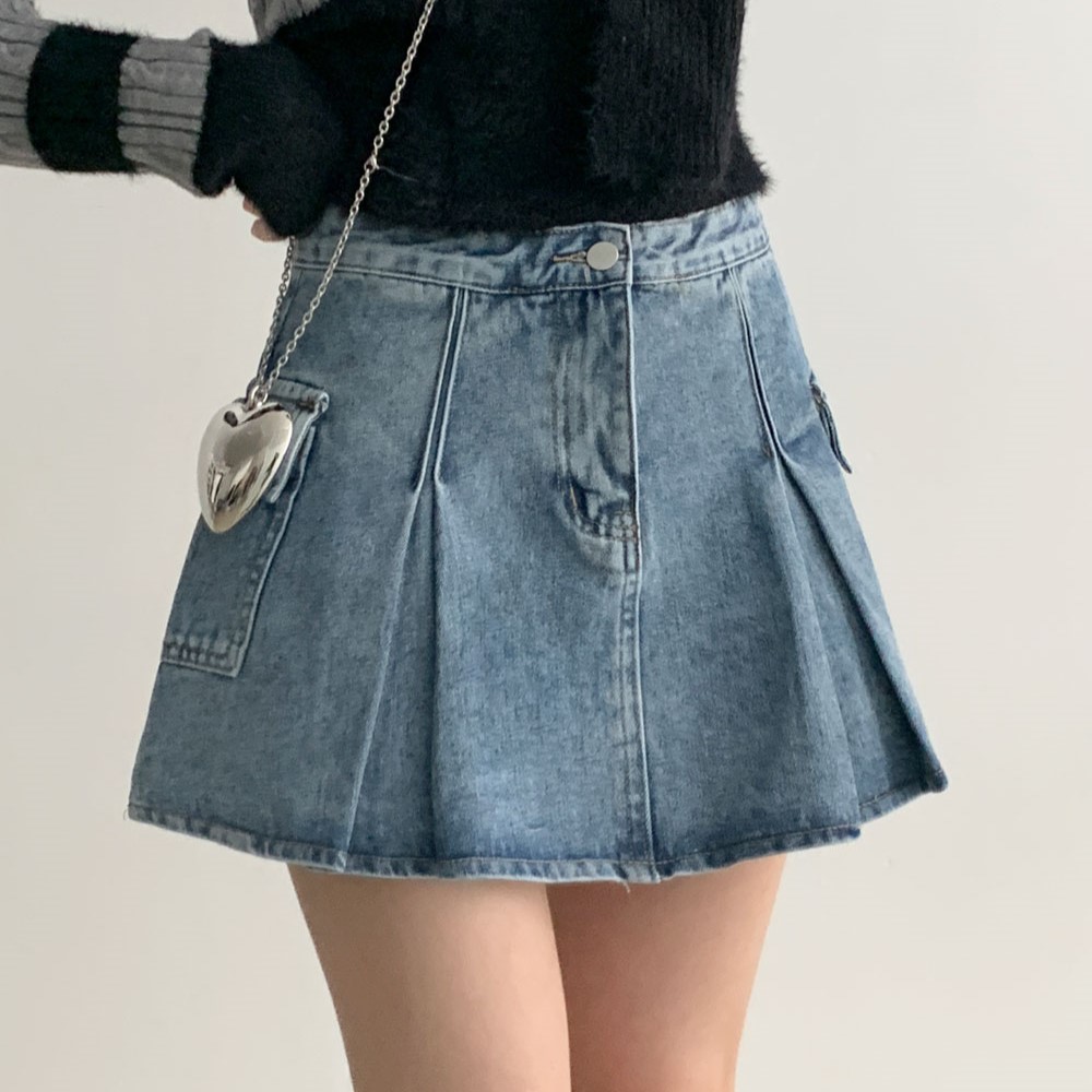 プリーツデニムミニスカート | ファッション通販サイト NUGU