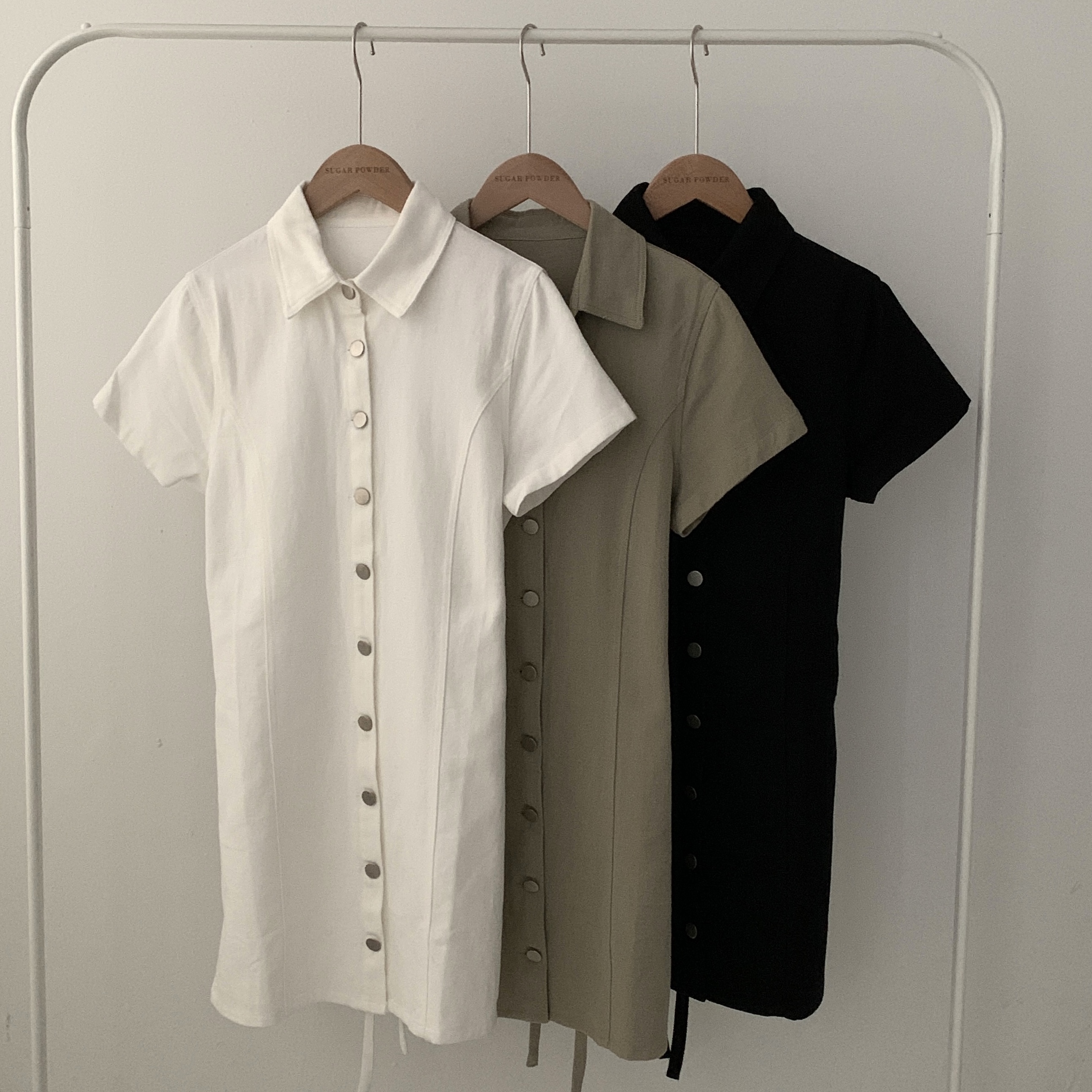 ANDMARY ベージュ ミニワンピース 半袖 コットンミニワンピース 半袖 全2色[品番：KH000013752]｜VIVID