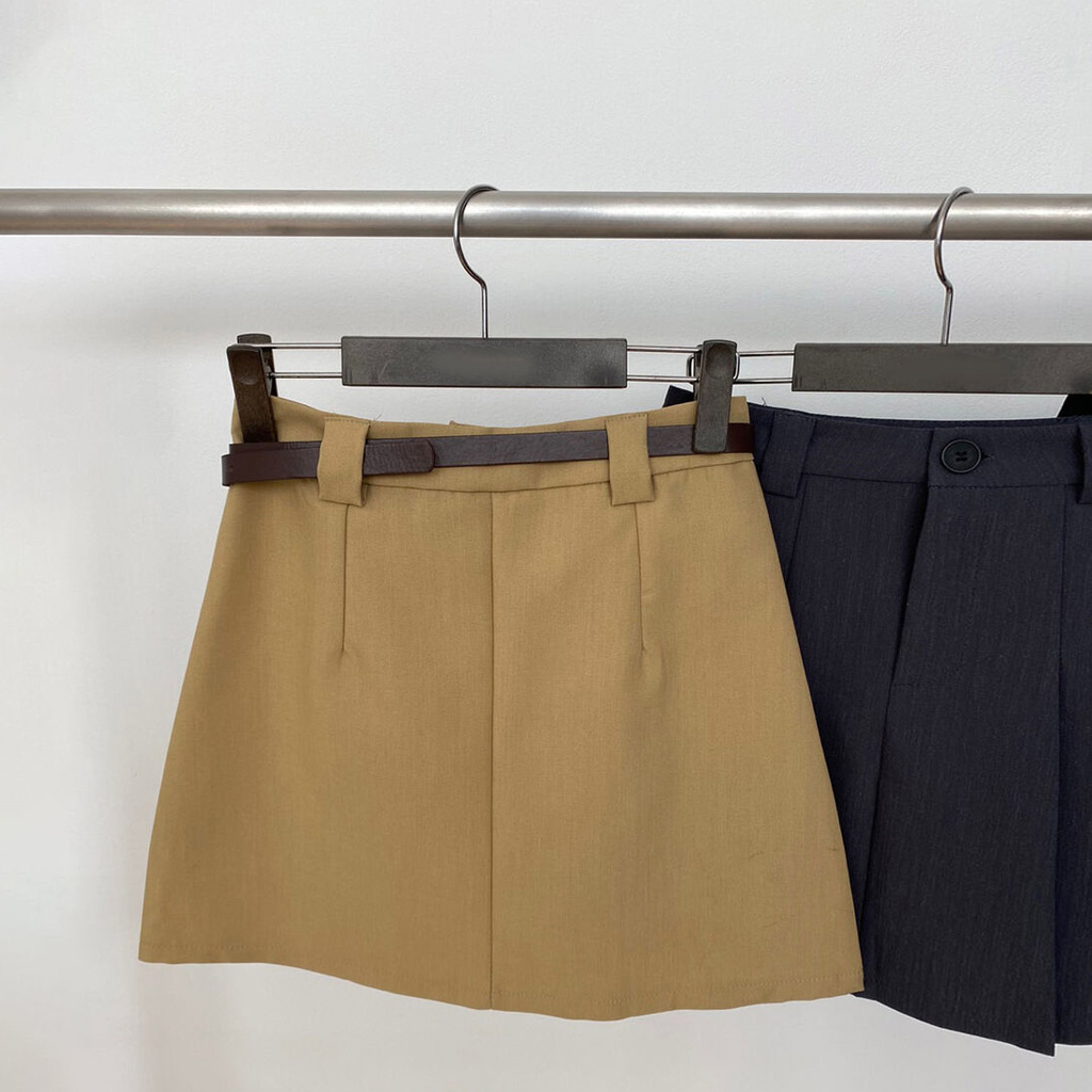 スカート&パンツセット 80cm 3 color] (ベルトセット)タック入りミニスカートパンツ