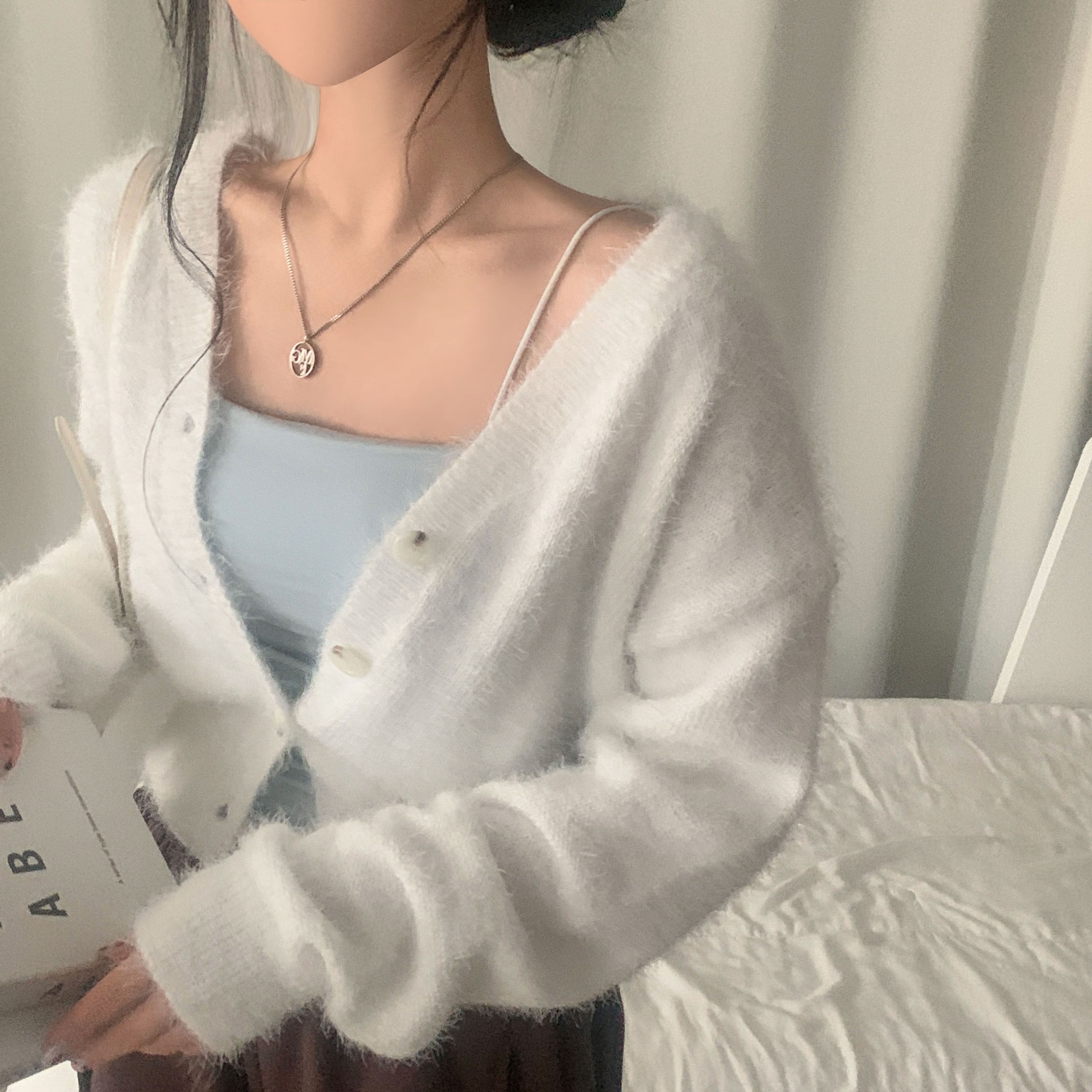 全3色 LRL 取り外し可ファー付 ニット カーディガン ラップ INGNI カーディガン ファー付ニットカーディガン レディース