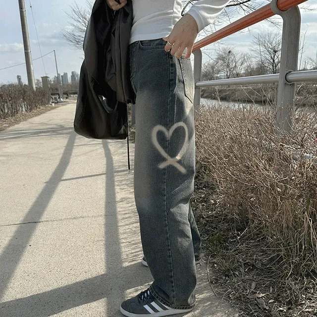ハートウォッシュワイドデニムパンツ | ファッション通販サイト NUGU