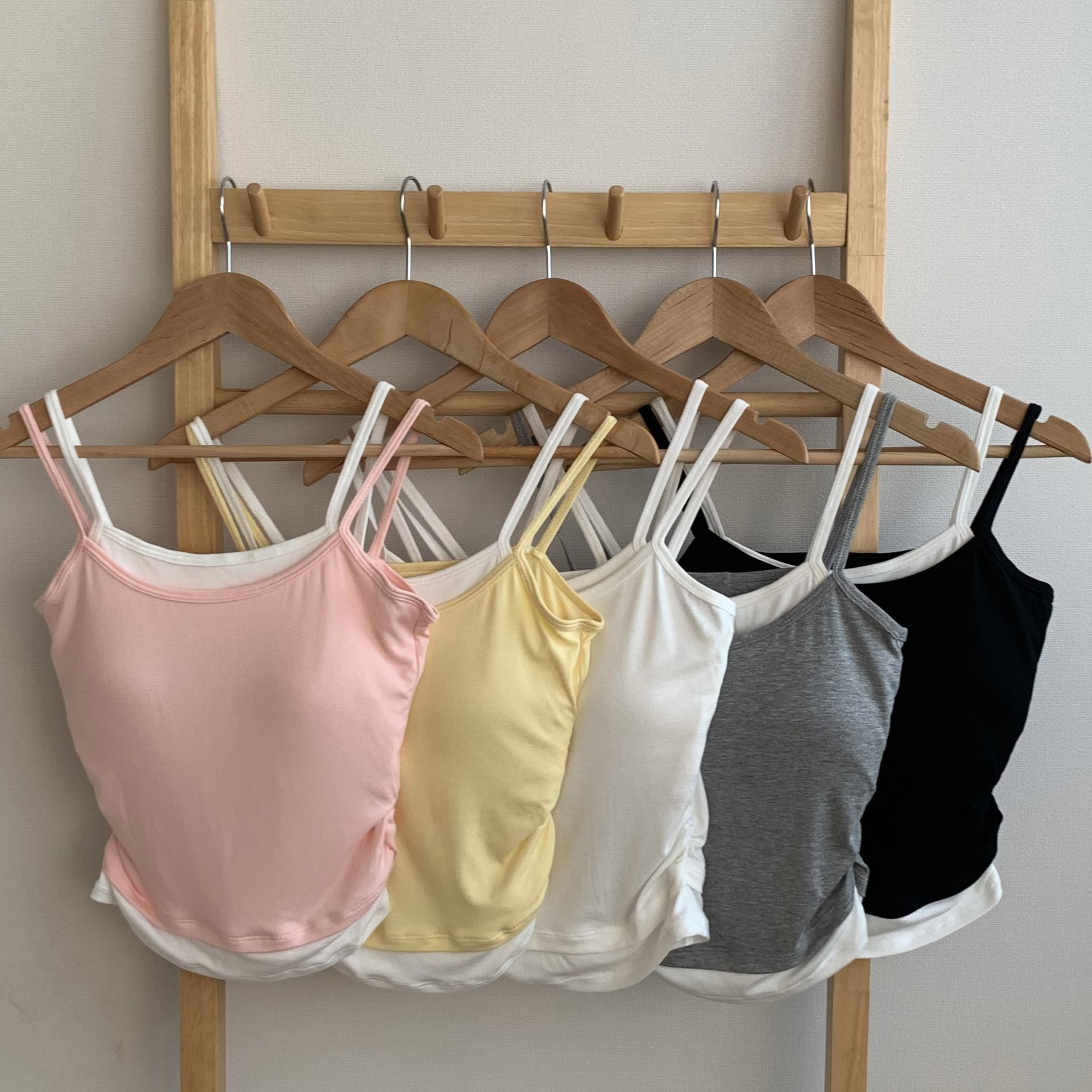 [一体型/カップ付き]レイヤードノースリーブ