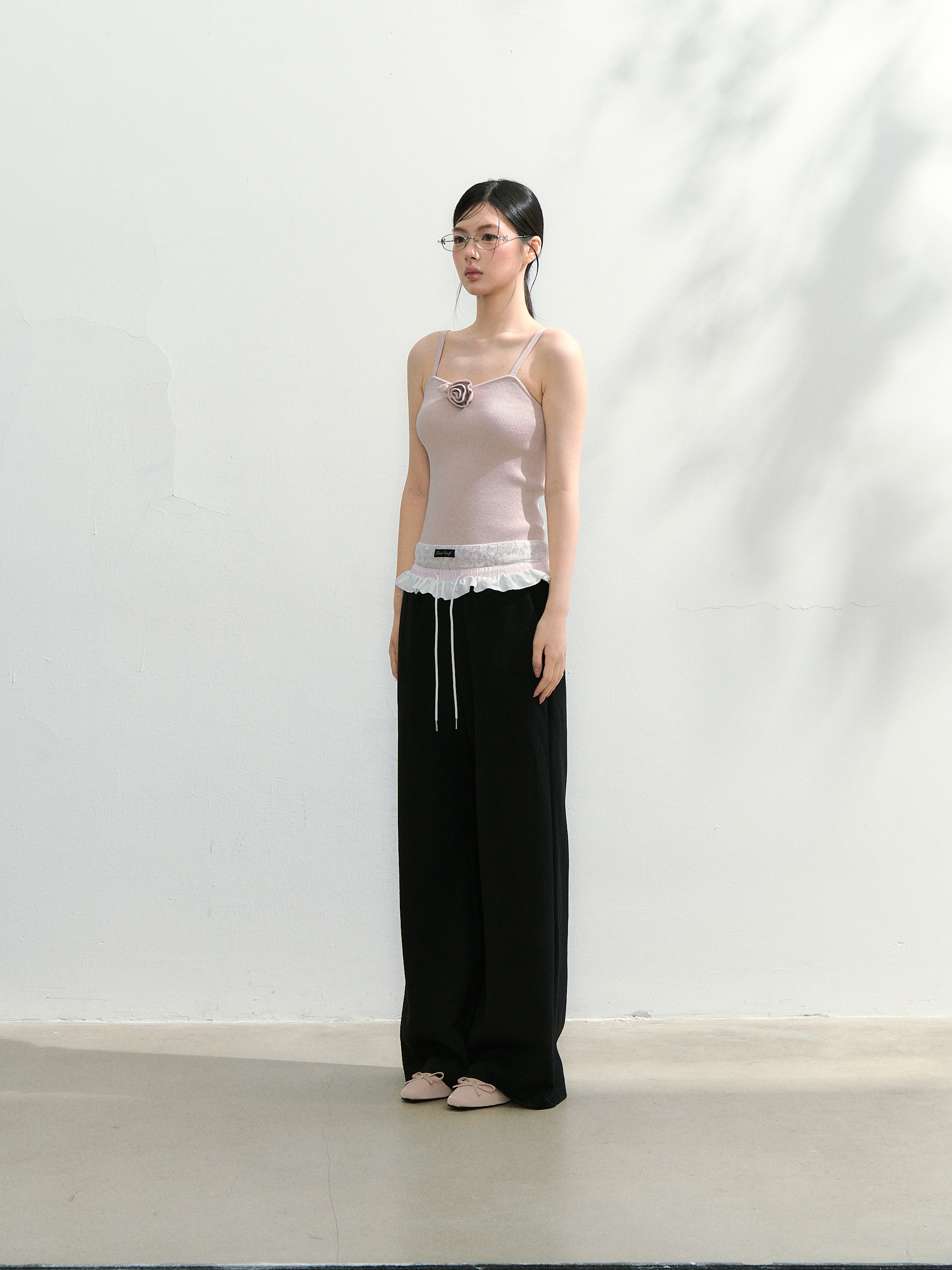 トリートユアセルフ Double waist lace pants グレー Double waist lace pants – Treat Ürself