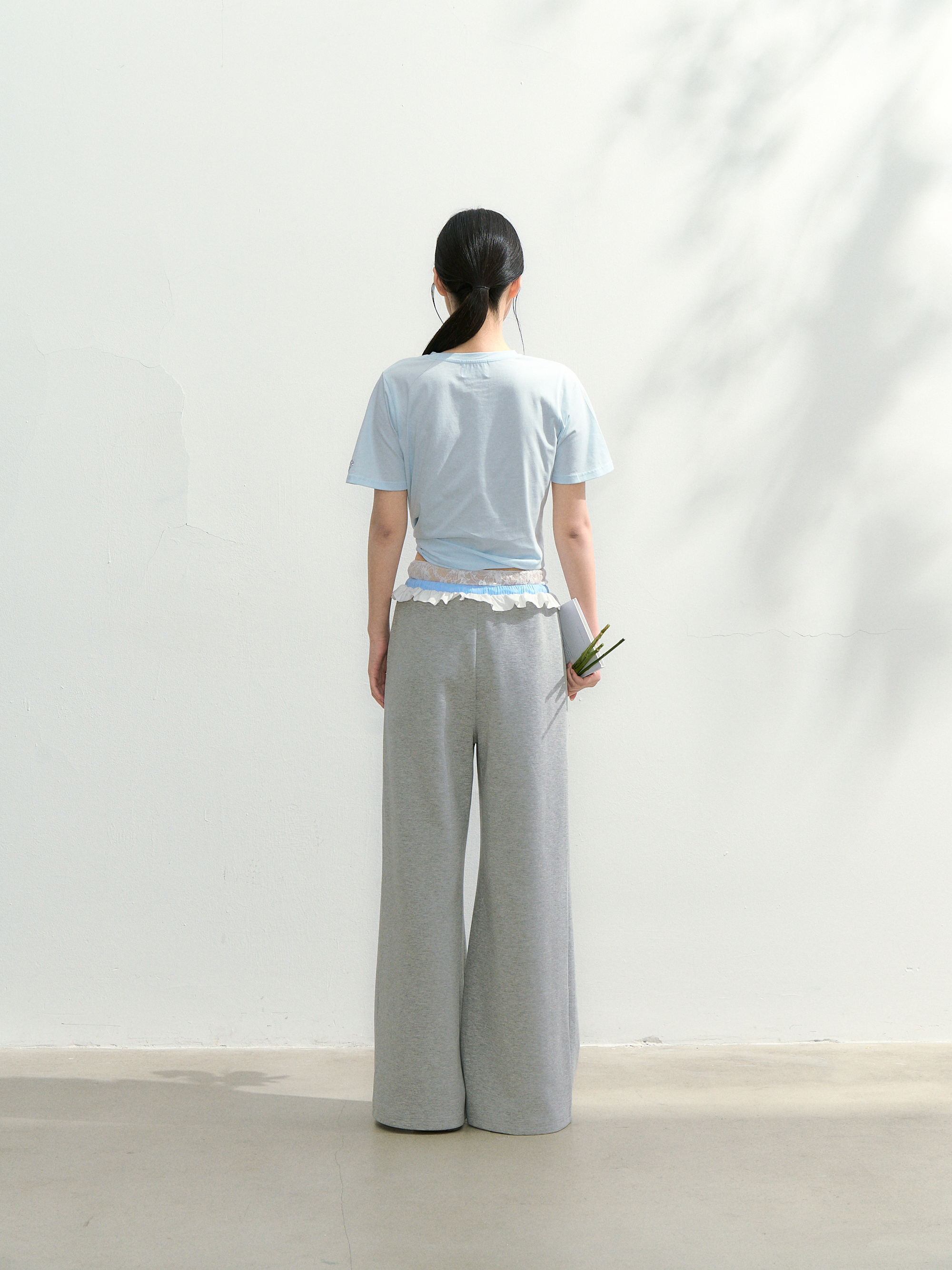 トリートユアセルフ Double waist lace pants グレー Double waist lace pants | Treat ürself