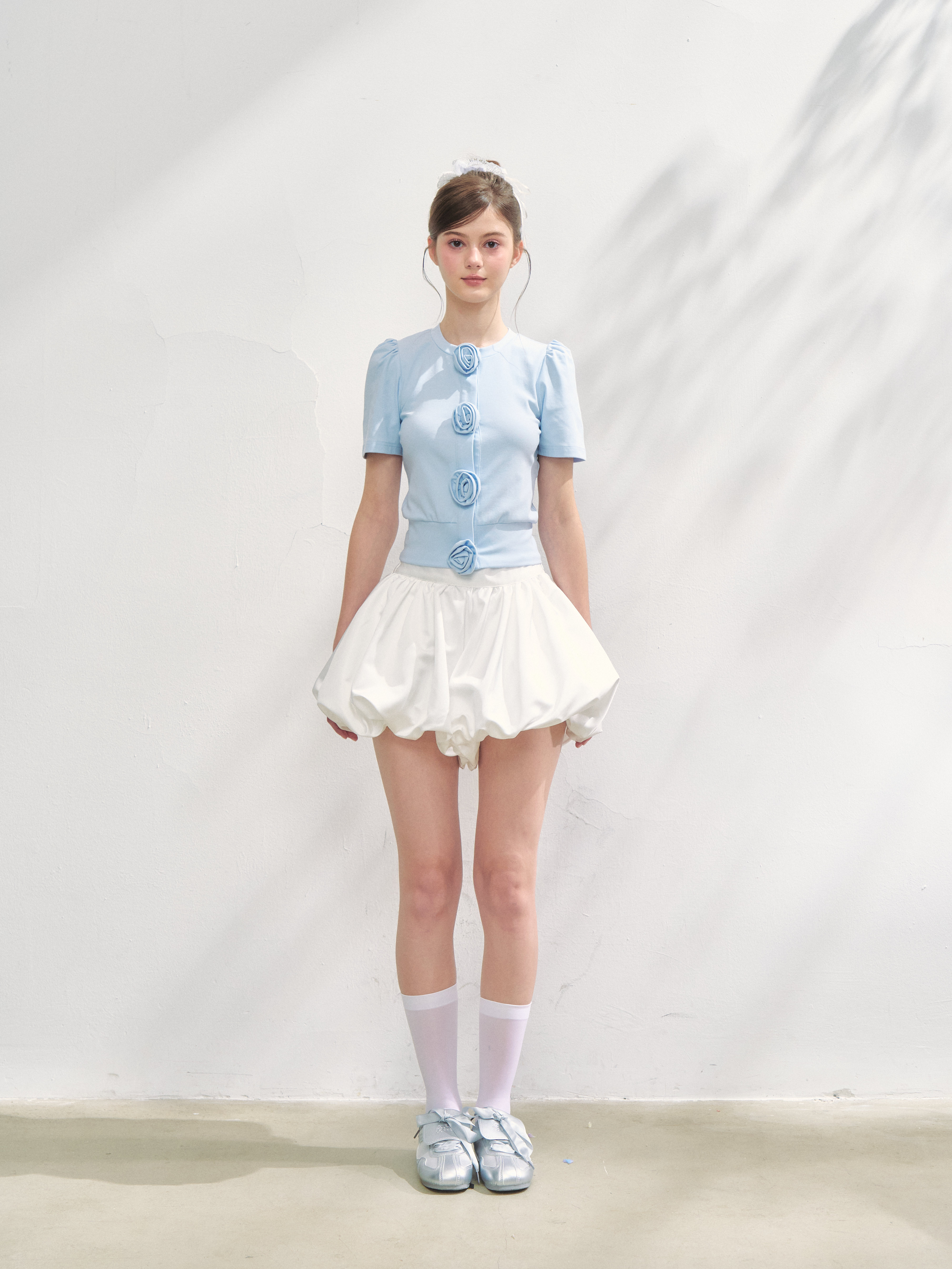 Rose flower motif short sleeve cardigan | ファッション通販