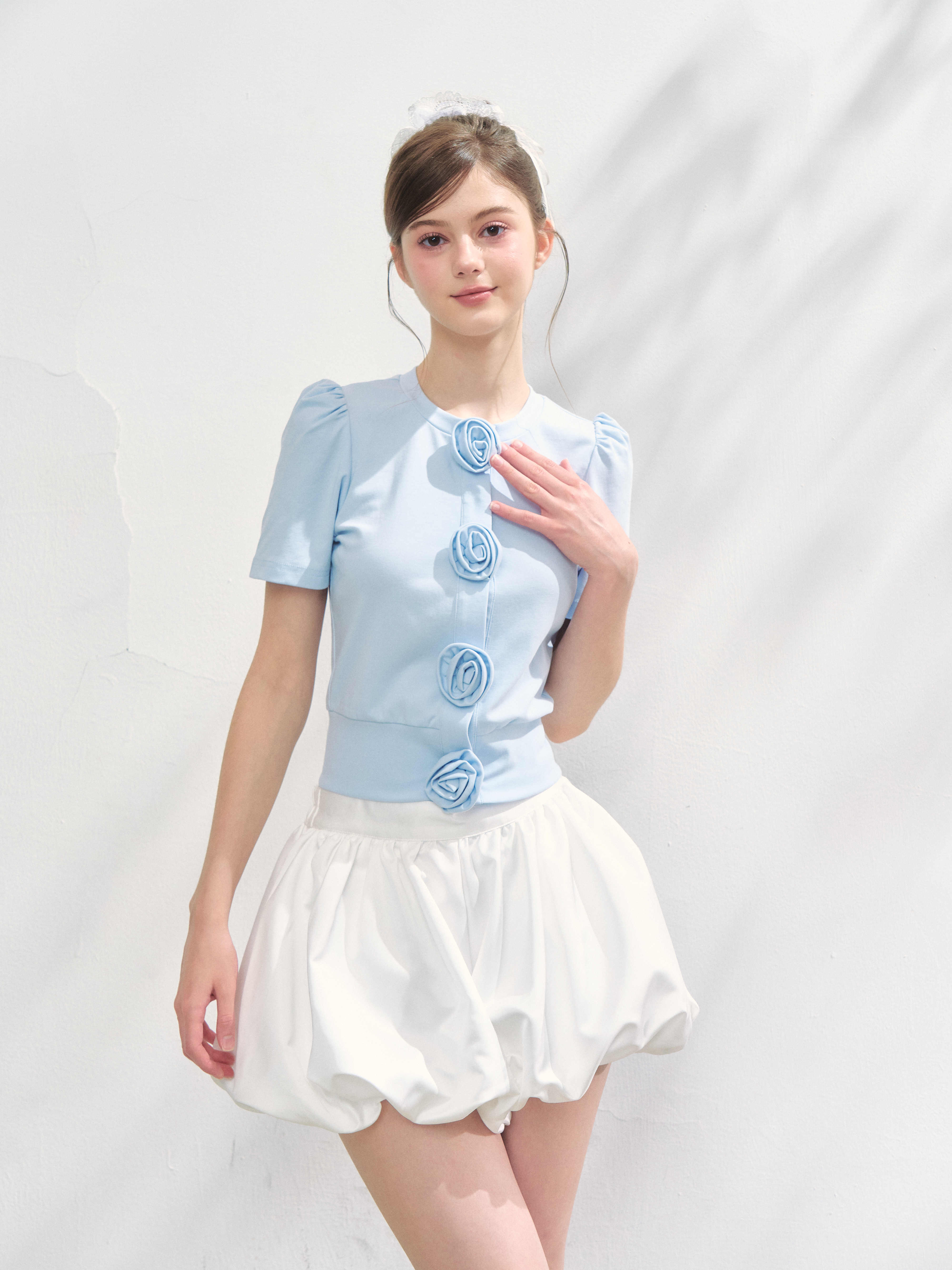 トップス Rose flower motif short sleeve cardigan Rose flower motif short sleeve cardigan | Treat