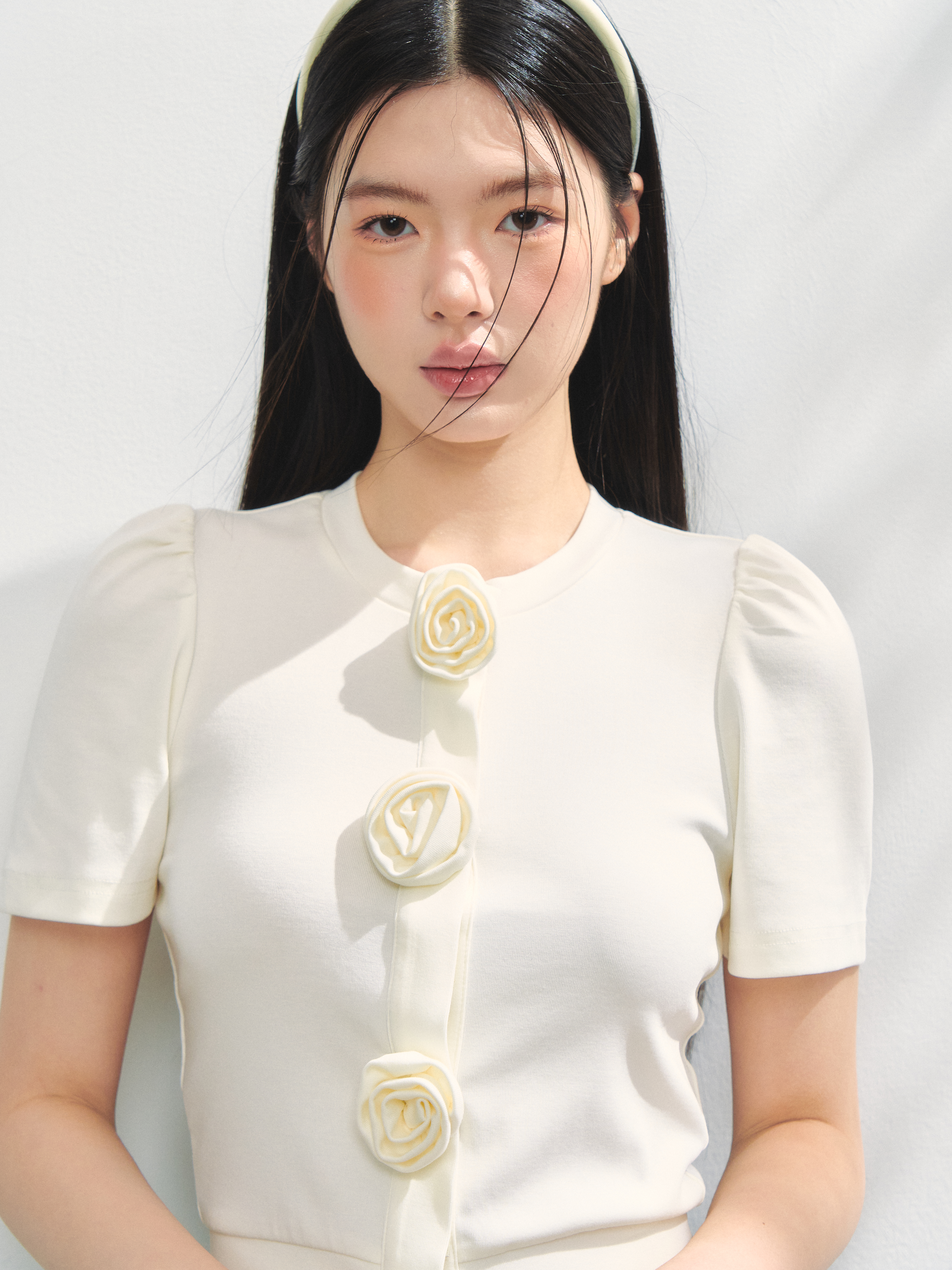 Rose flower motif cardigan ブルー Rose flower motif cardigan | ファッション通販サイト NUGU