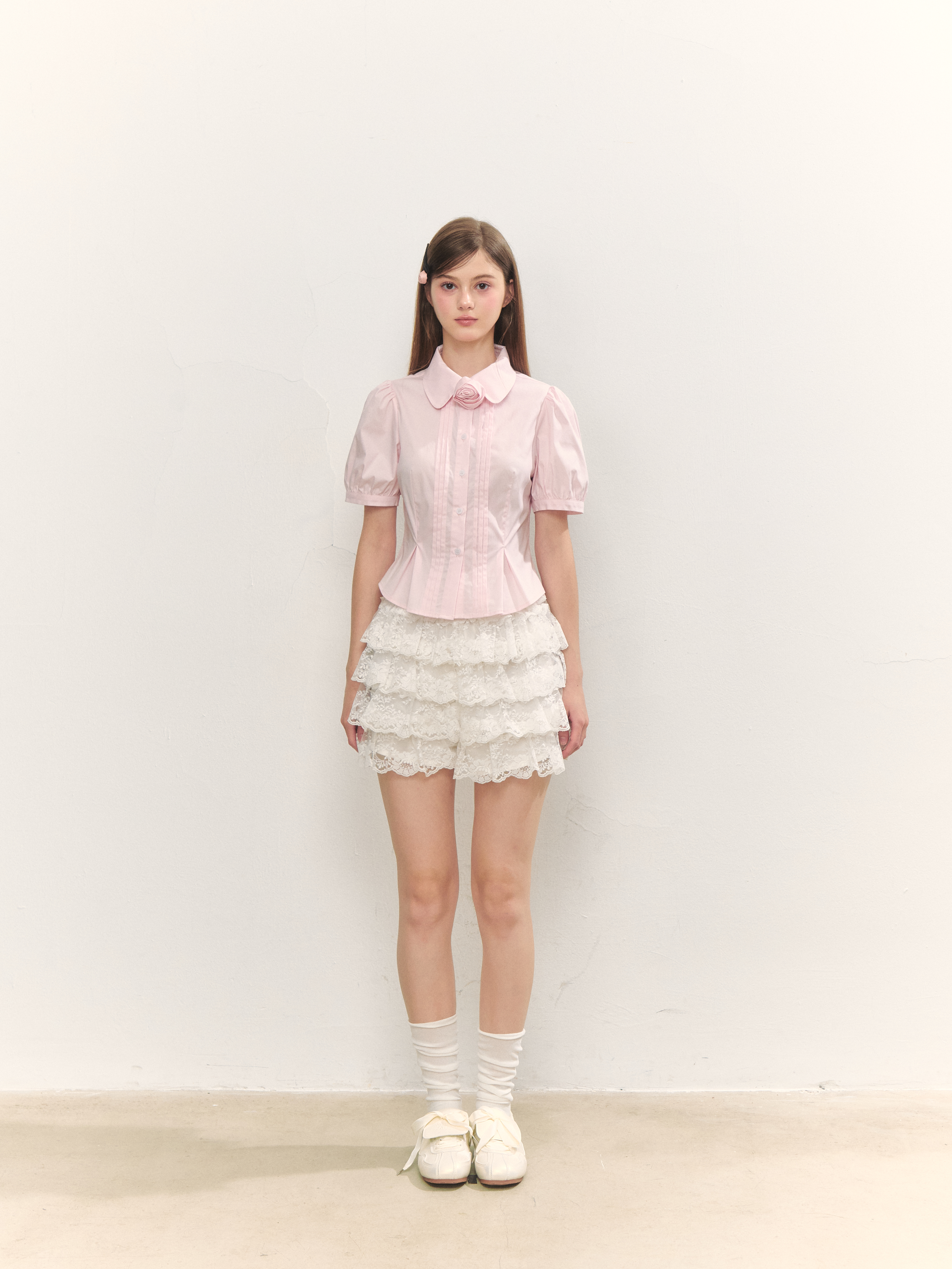 トップス Rose accent shirt blouse(Rose Pink) Rose accent shirt blouse | ファッション通販サイト NUGU