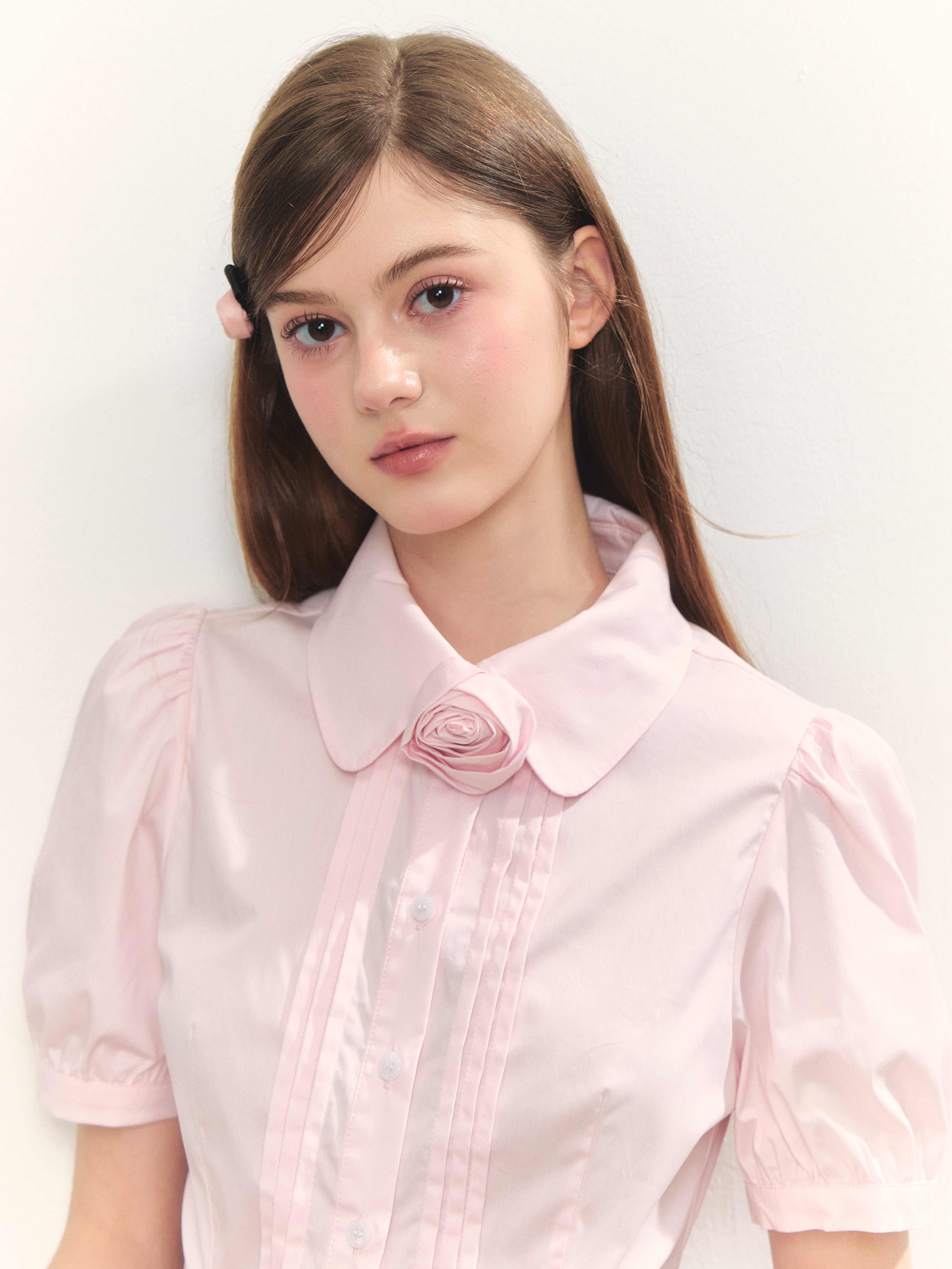 トップス Rose accent shirt blouse(Rose Pink) Rose accent shirt blouse | ファッション通販サイト NUGU