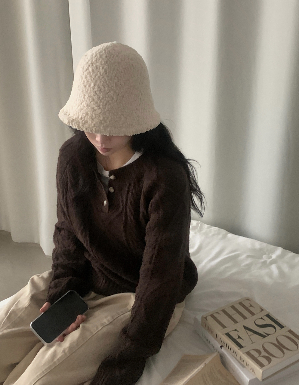 (6color)ケーブルヘンリーネックウールニット