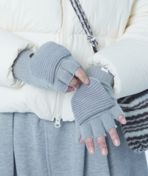 TCM stripe twofold mitten glove (grey)