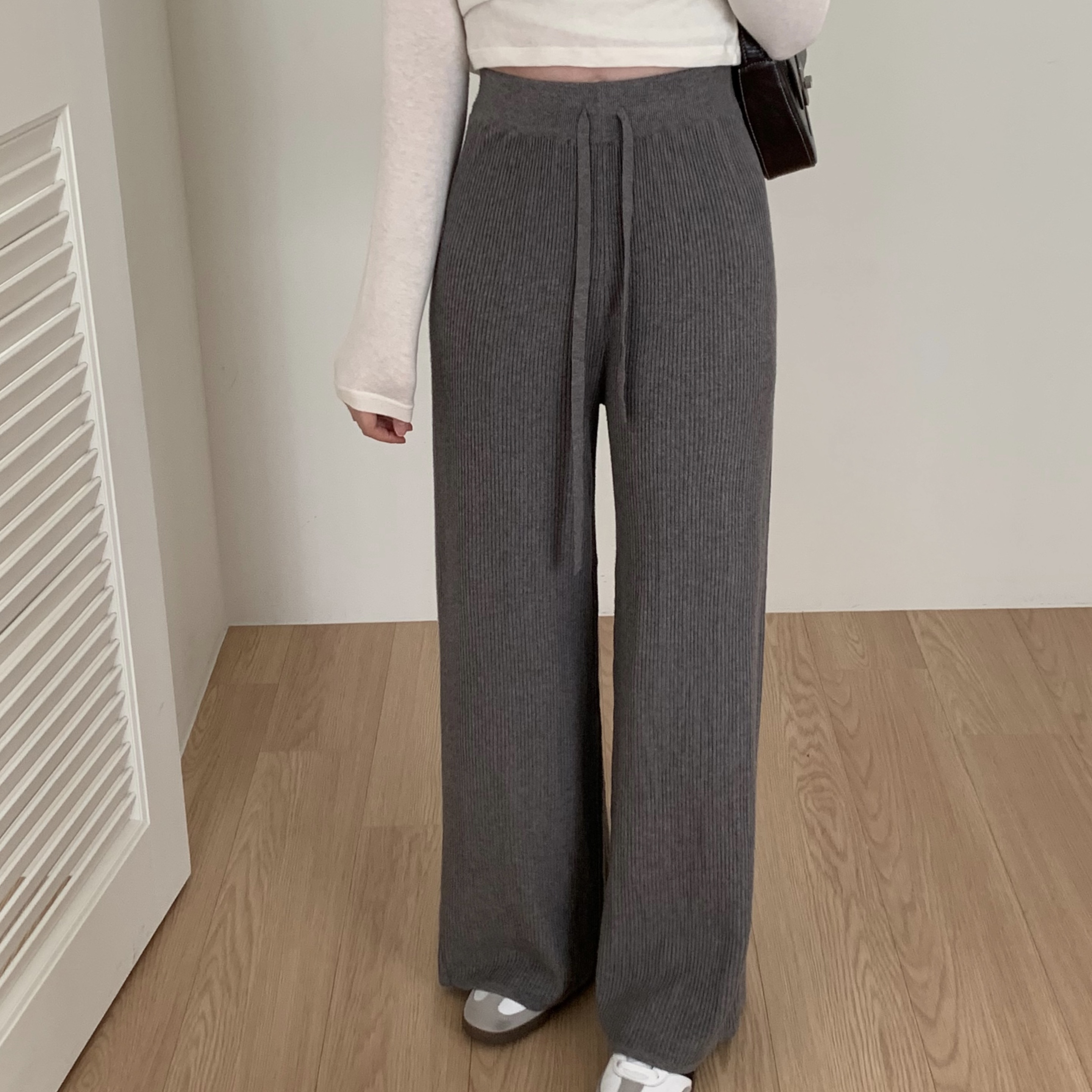 ウエストゴム ロング丈 ニットパンツ