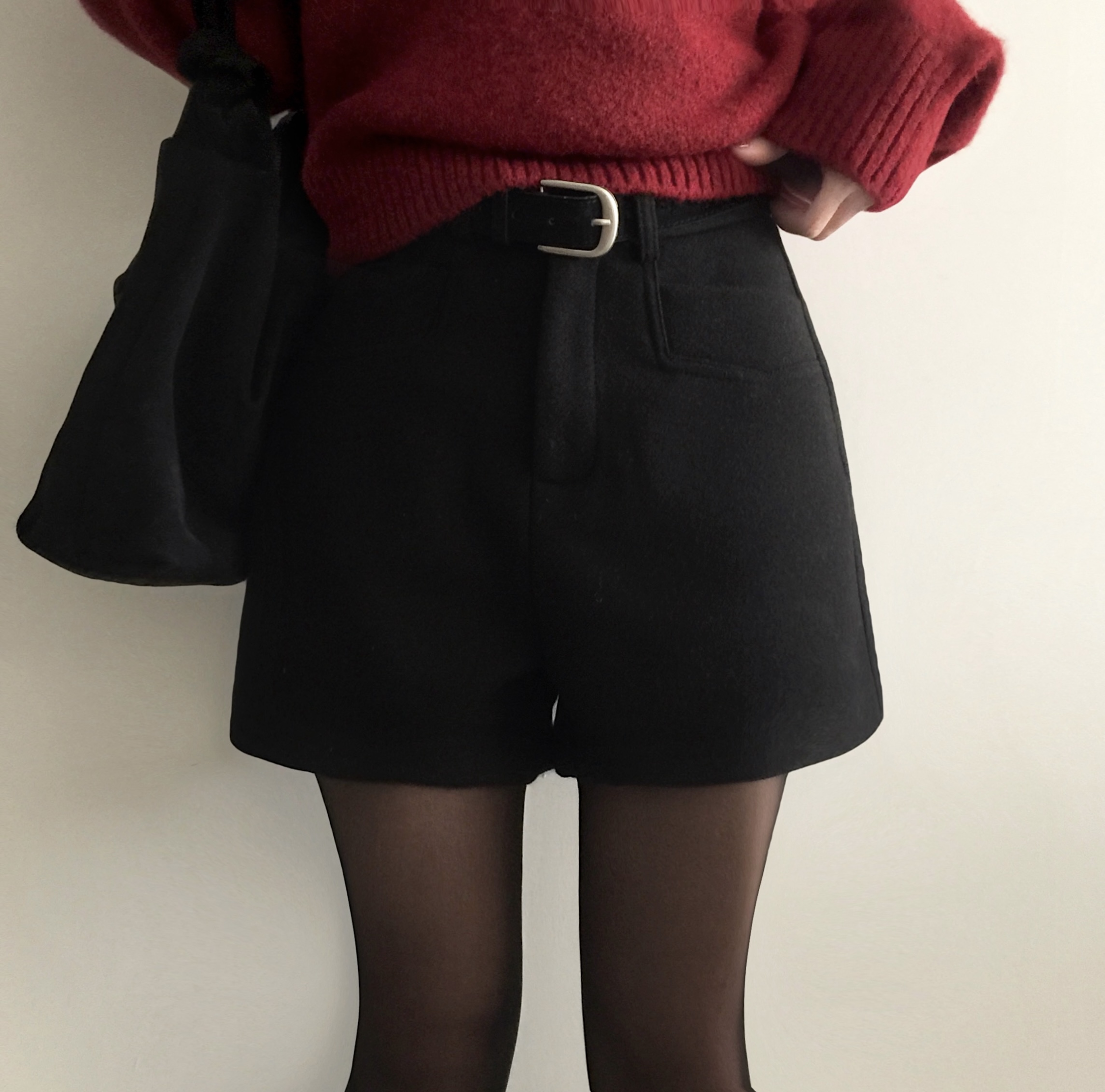 [ベルトセット] (2 color) ウールショートパンツ