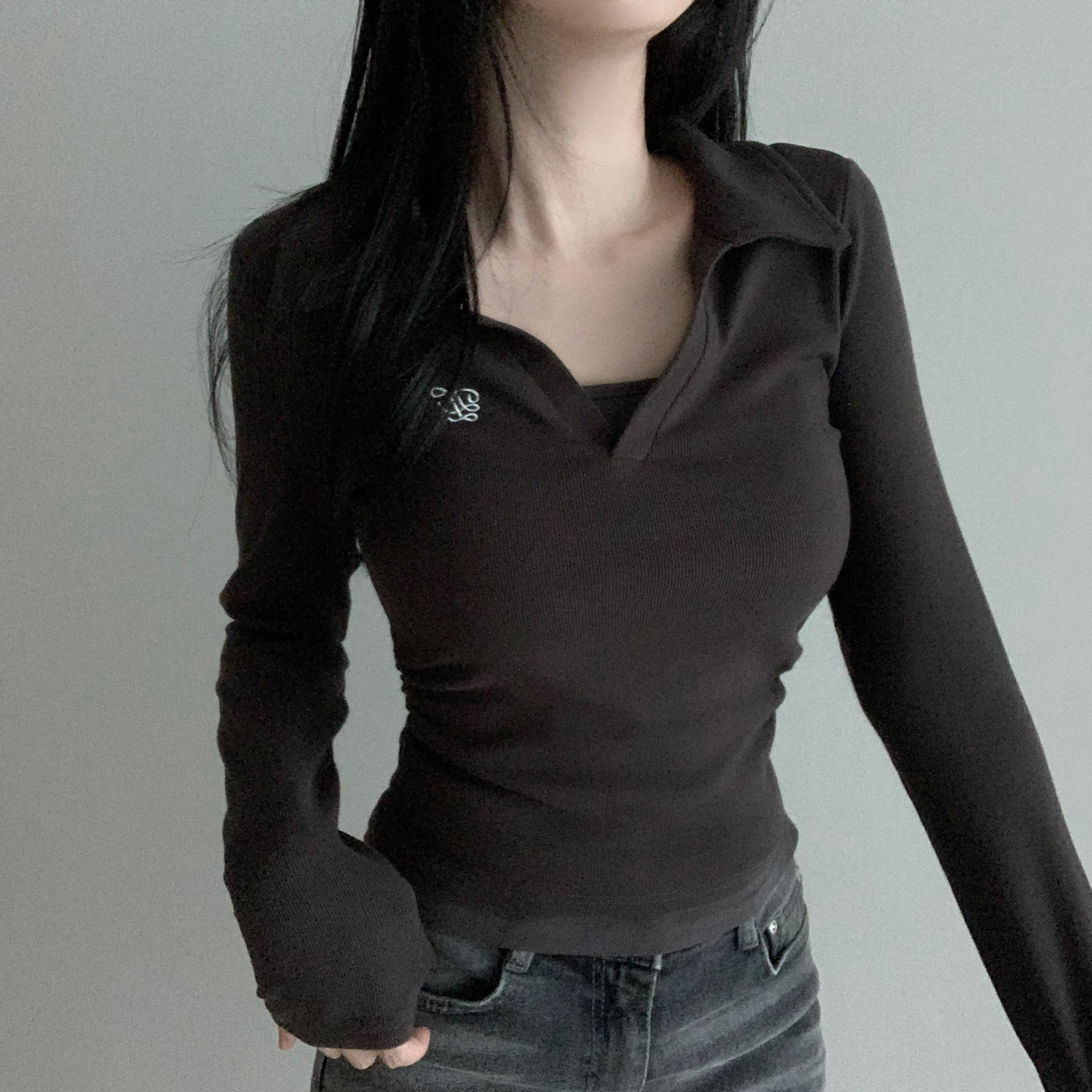 (一体型) シャーリング 襟付き Tシャツ