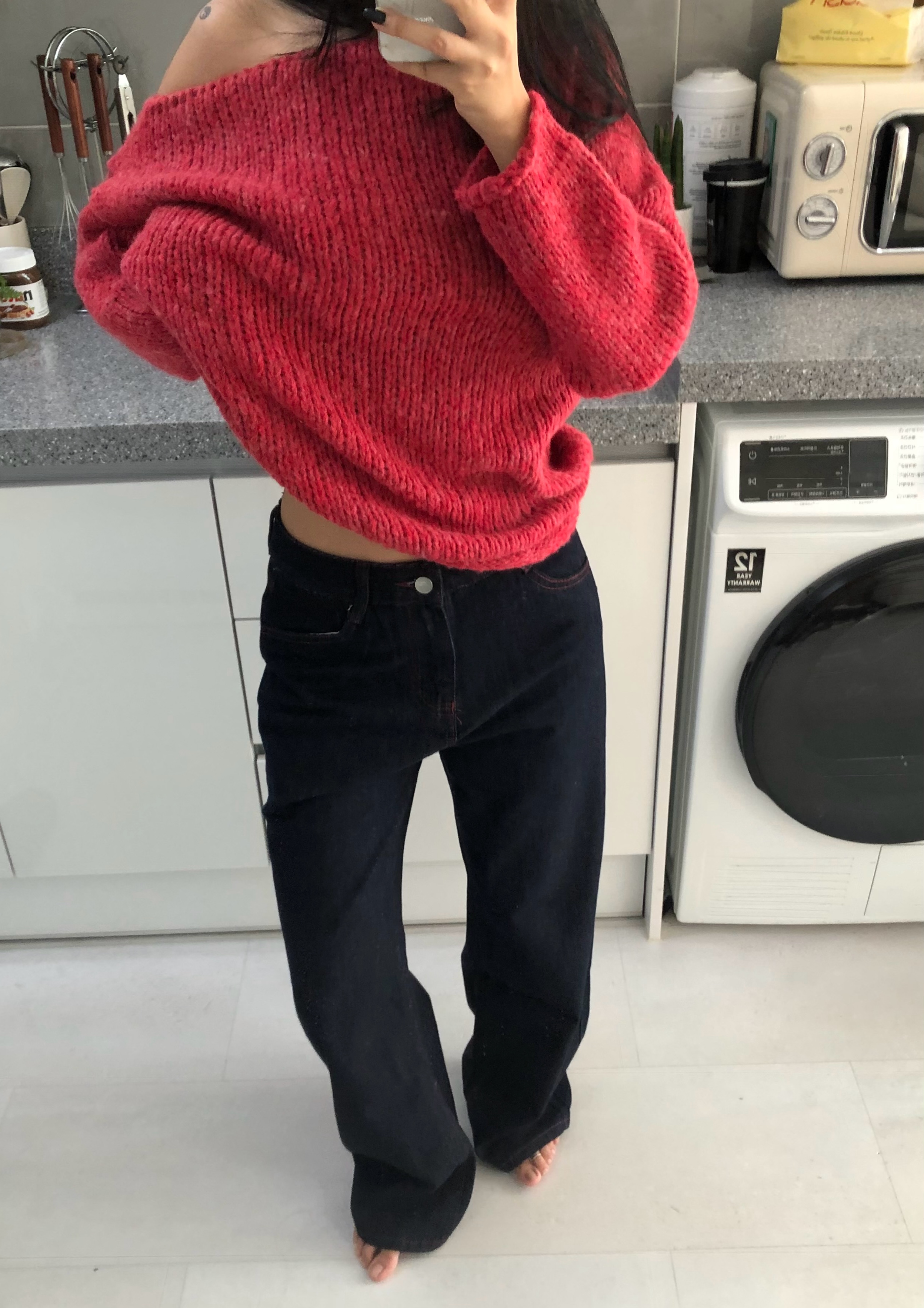 レッドステッチリジッドデニムパンツ