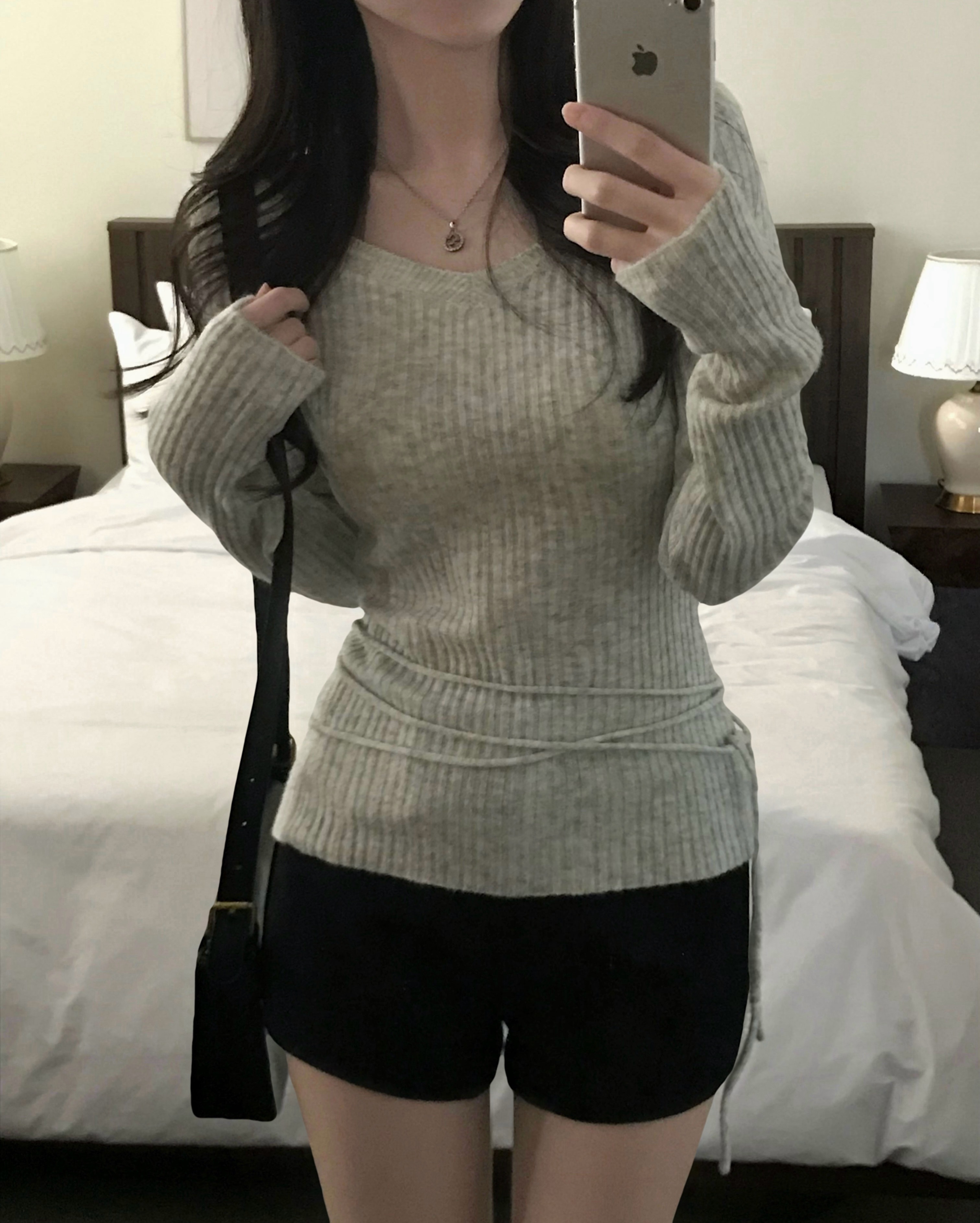 [SET](4color)Vネックリブニット