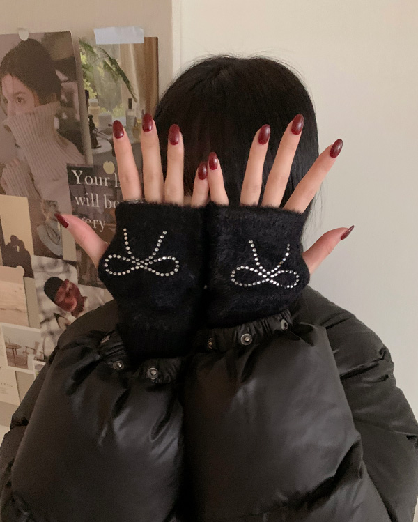 リボンヘアリーウォーマー手袋