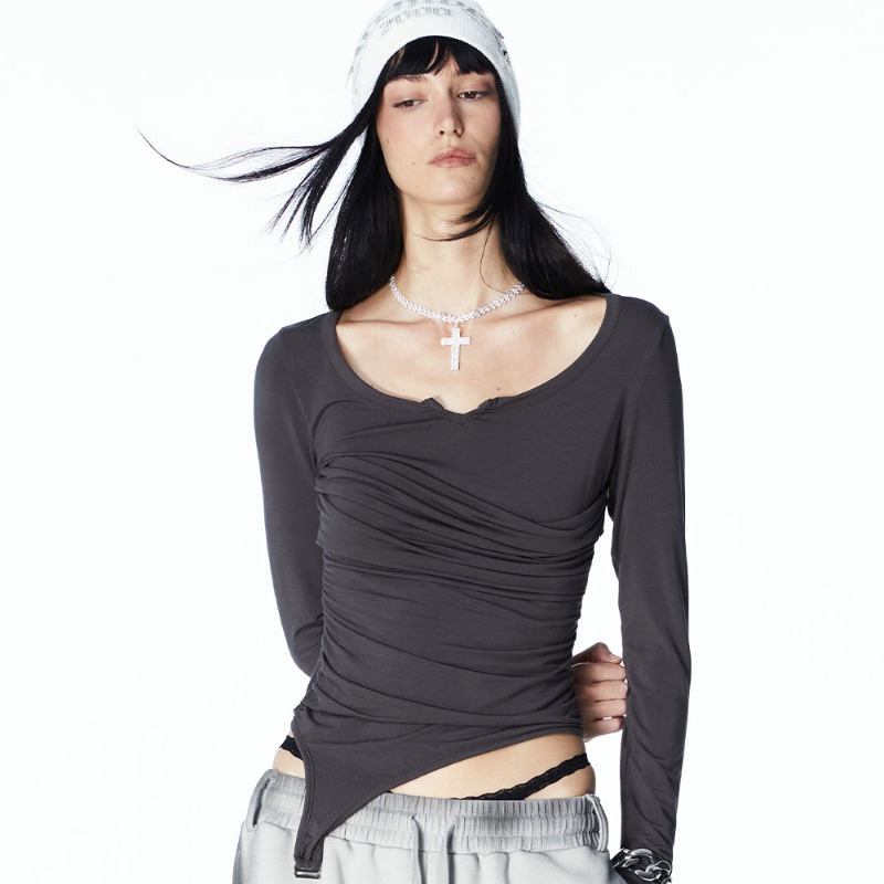 LEXI GARTER TOP (CHARCOAL)