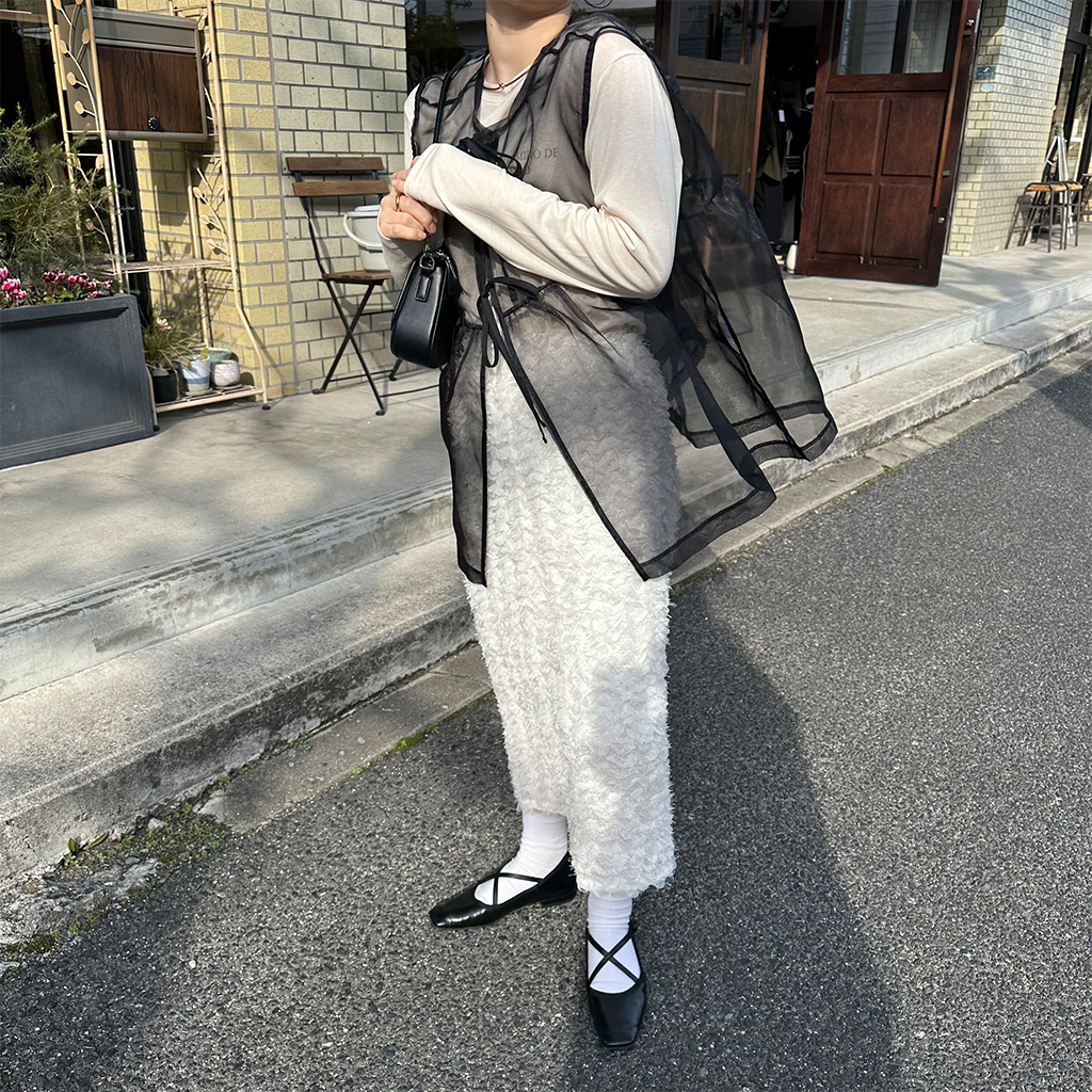 シースルーレイヤードリボンベスト | ファッション通販サイト NUGU