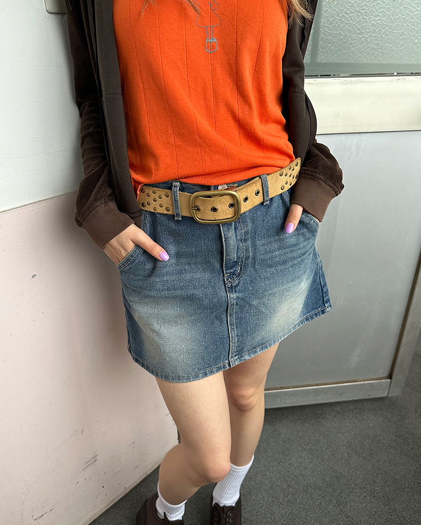 ヒップフラップポケットミニデニムスカート