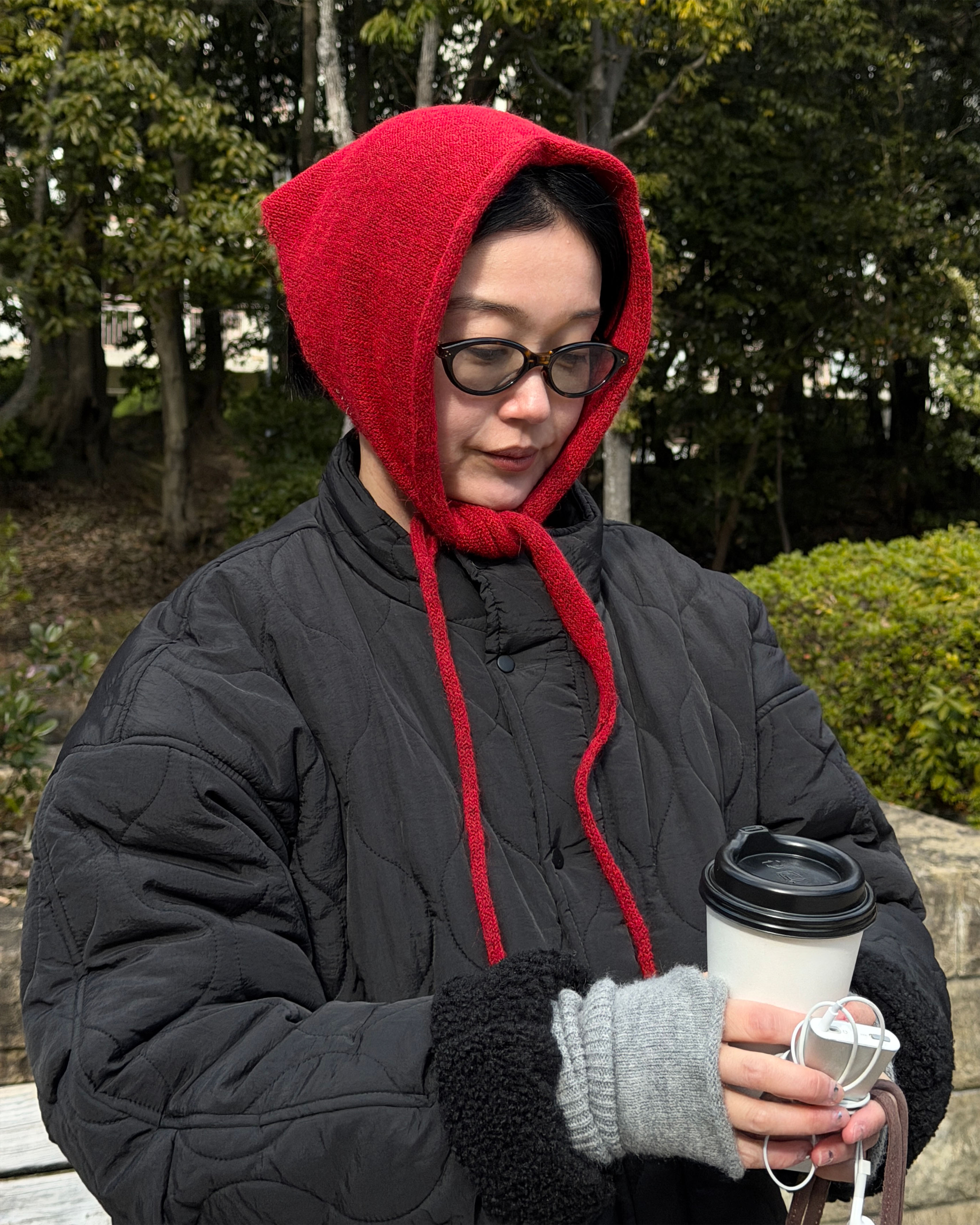 三角マフラーニット