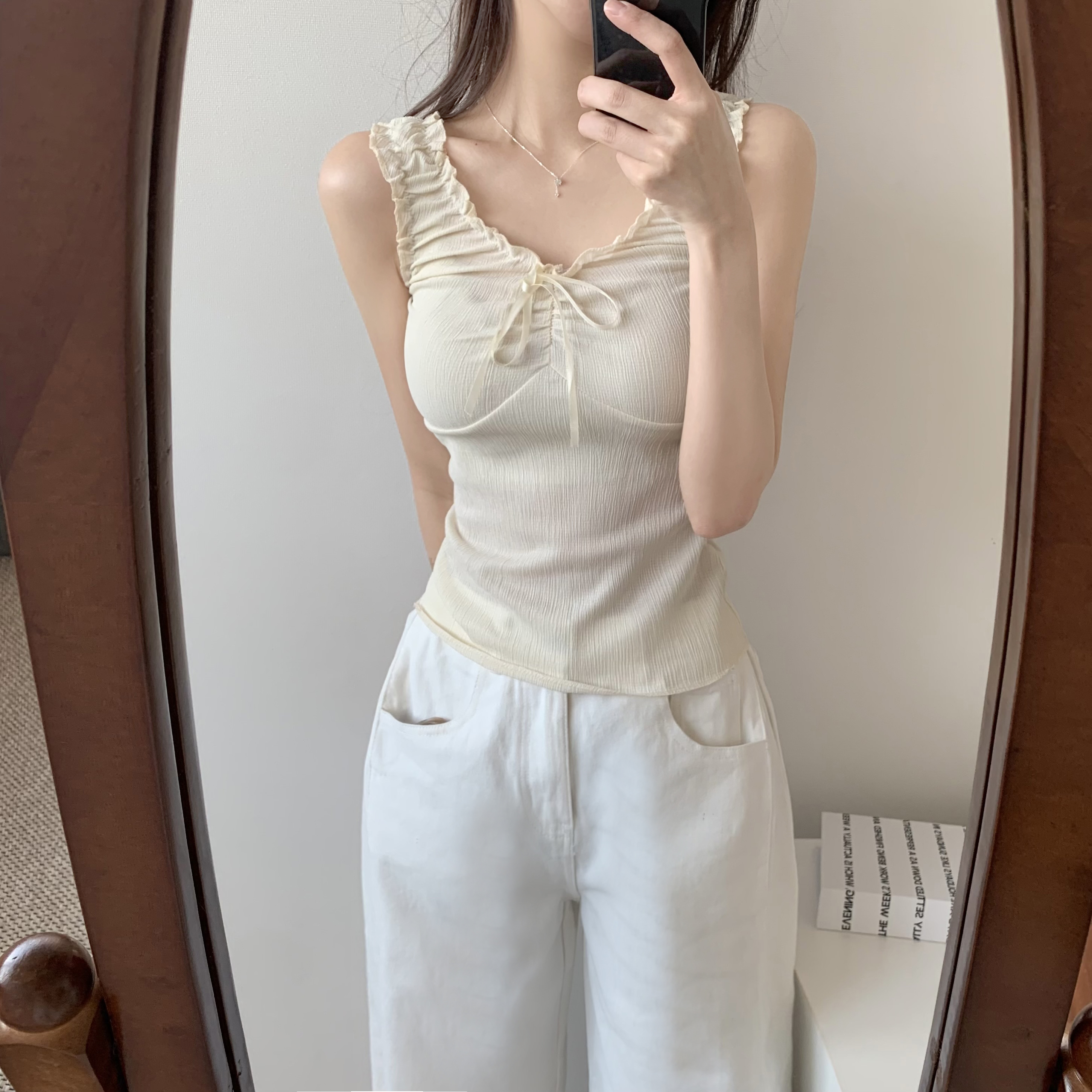 リボンベビーシャーリングフリルノースリーブ