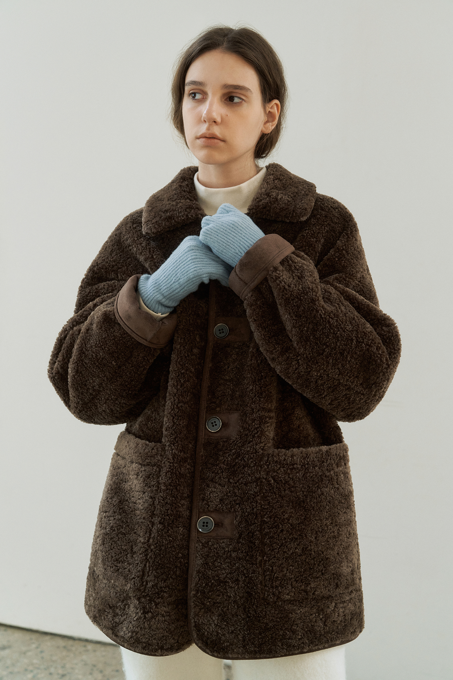 Reversible shearling jacket (brown)